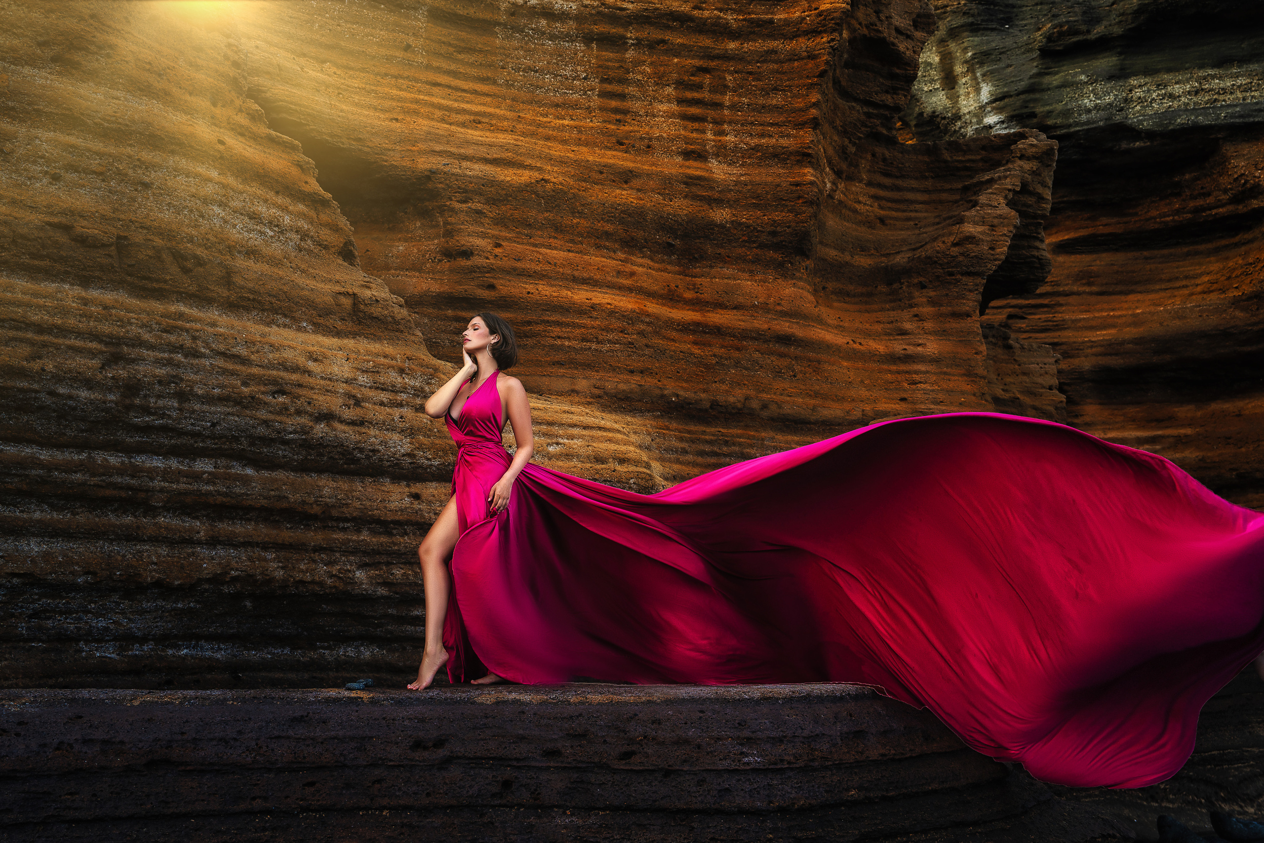 Flying dress rose #11 40€. Professional photography in Tenerife Tania Bonnet