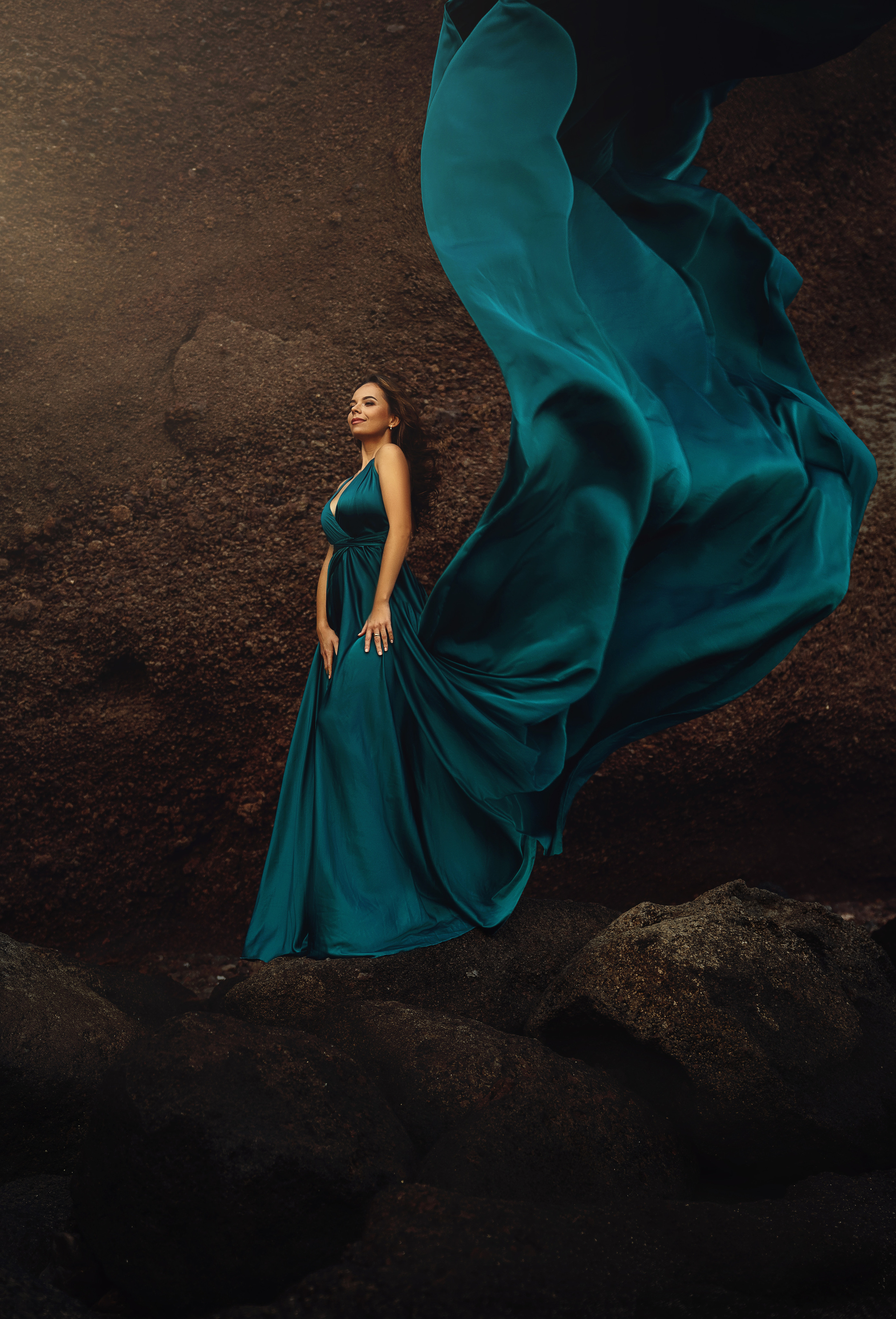 Зеленое летящее платье Тенерифе