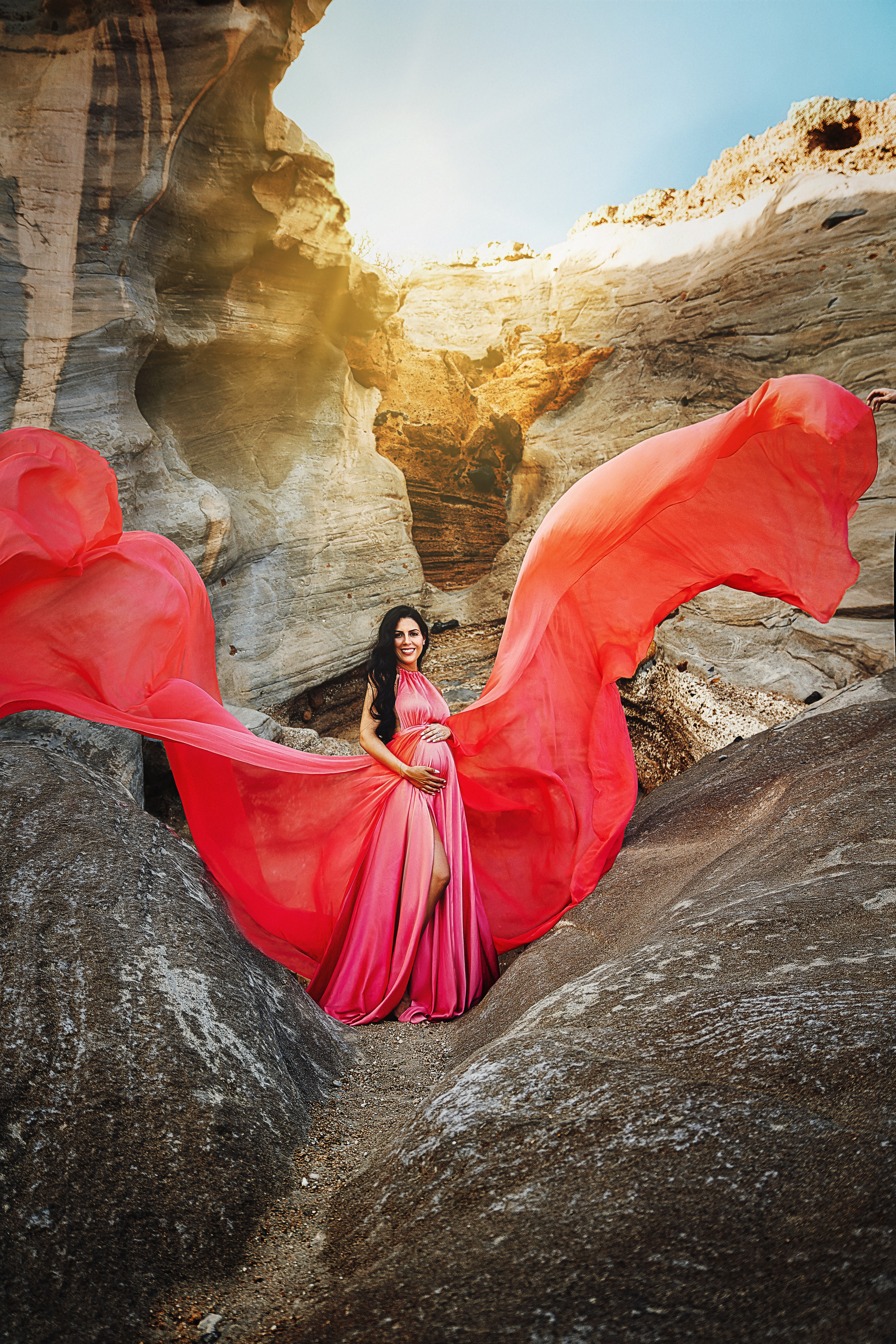 Flying dress coral #7 40€. Professional photography in Tenerife Tania Bonnet