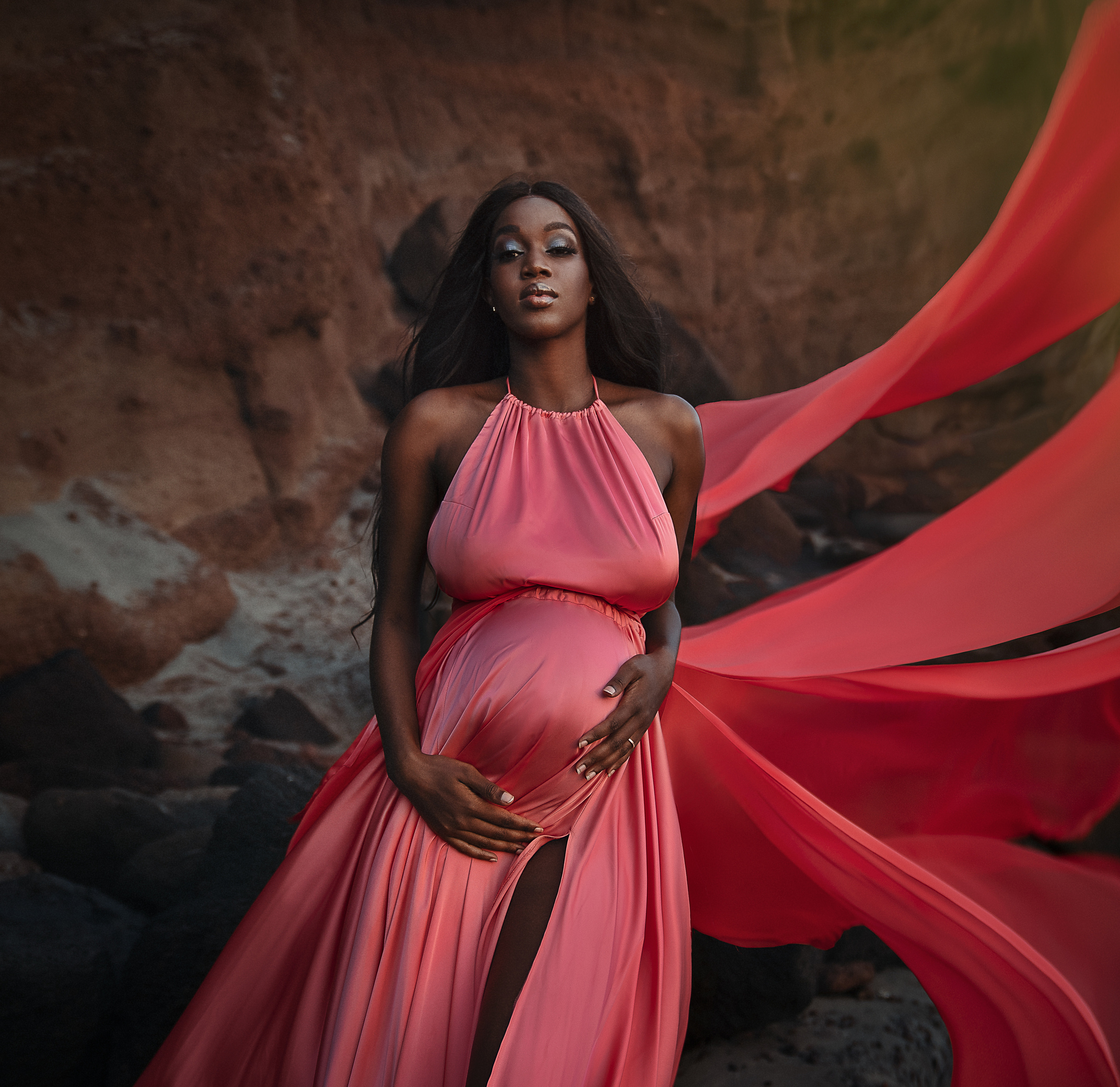 Flying dress coral #7 40€. Professional photography in Tenerife Tania Bonnet
