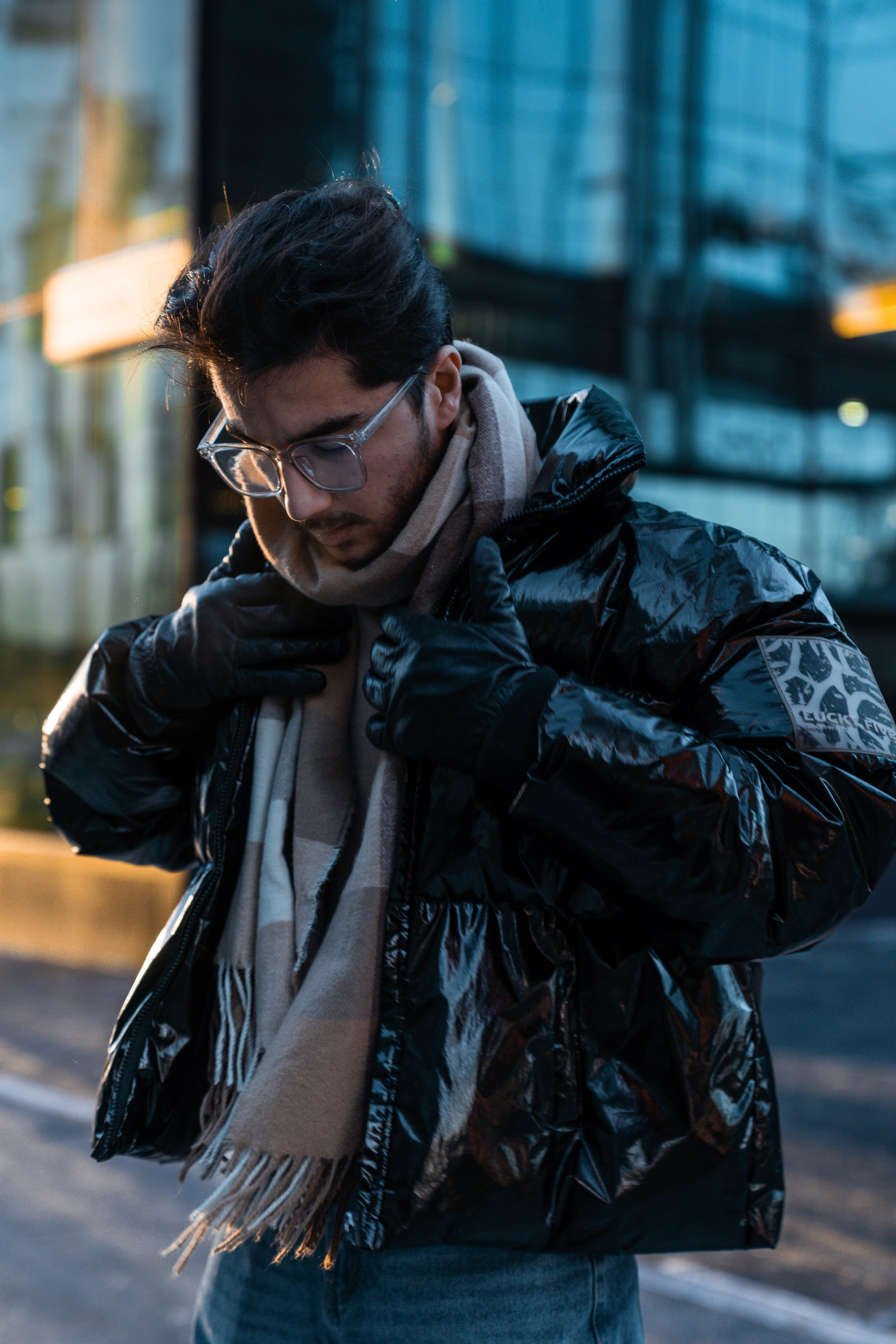 Male portrait on the background of Moscow city. Photographer in Uzbekistan and Samarkand Djasur Marupov