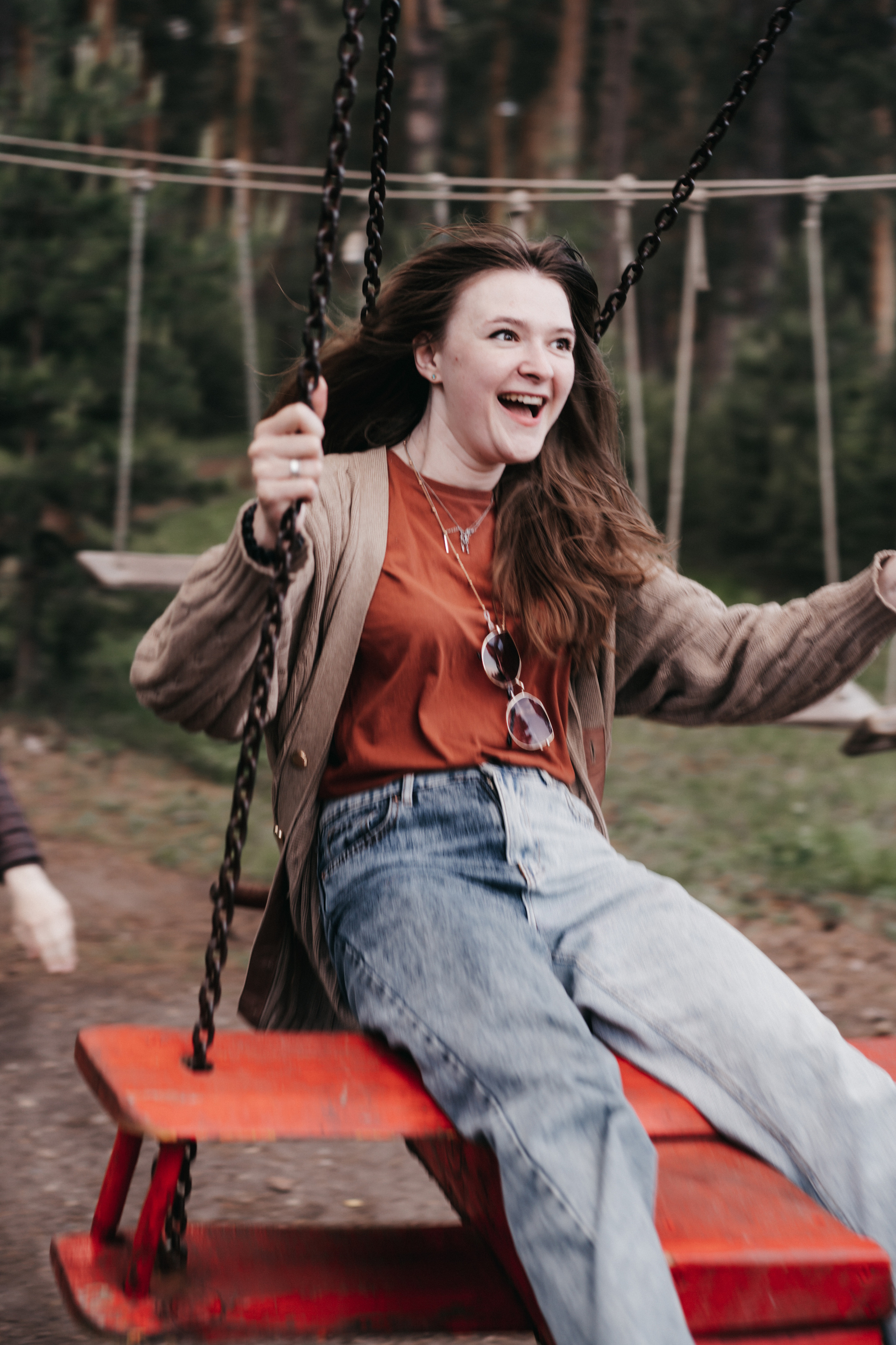 Photo of a couple in the forest. Portrait and wedding photographer in New York