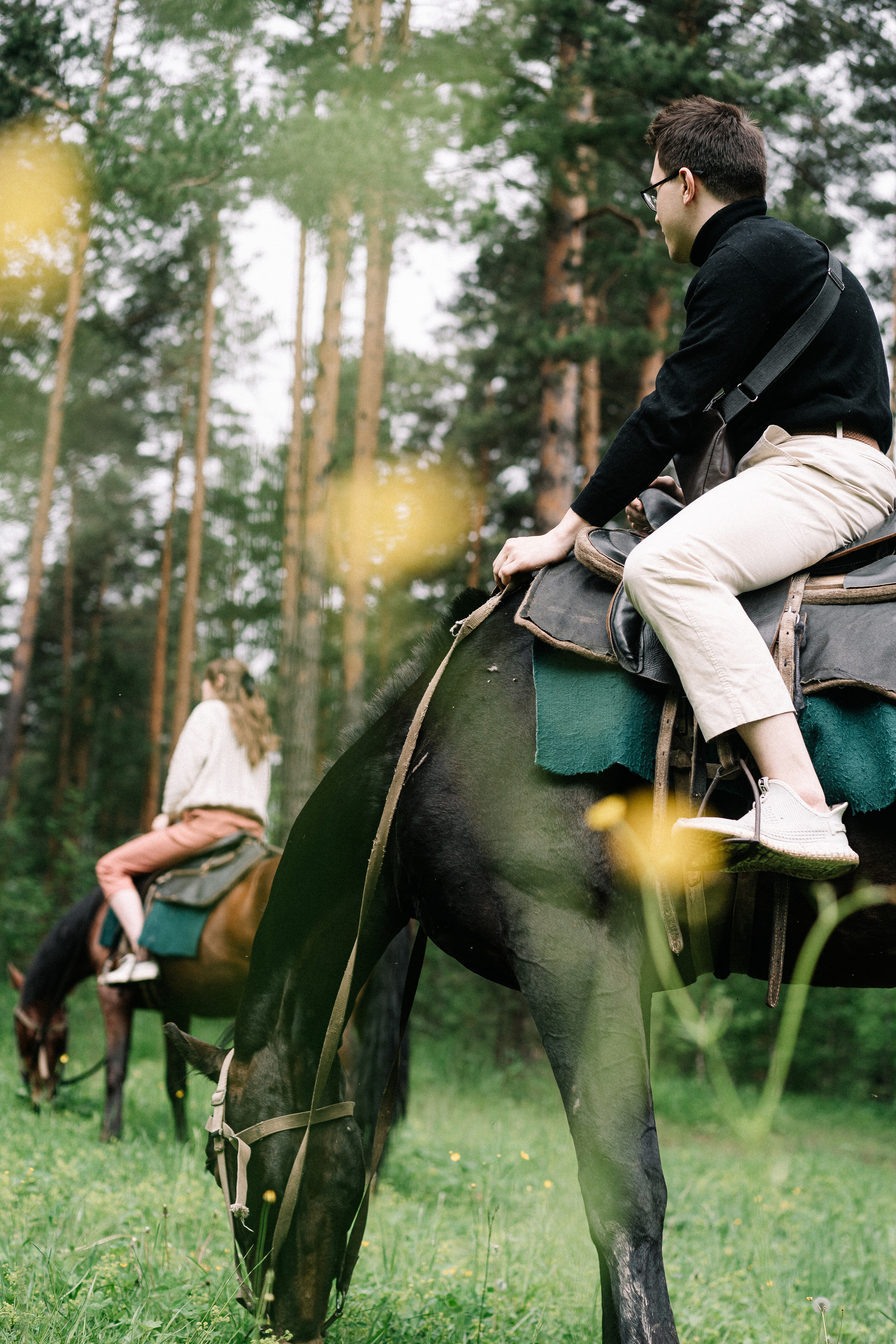 Photo of a couple in the forest. Portrait and wedding photographer in New York