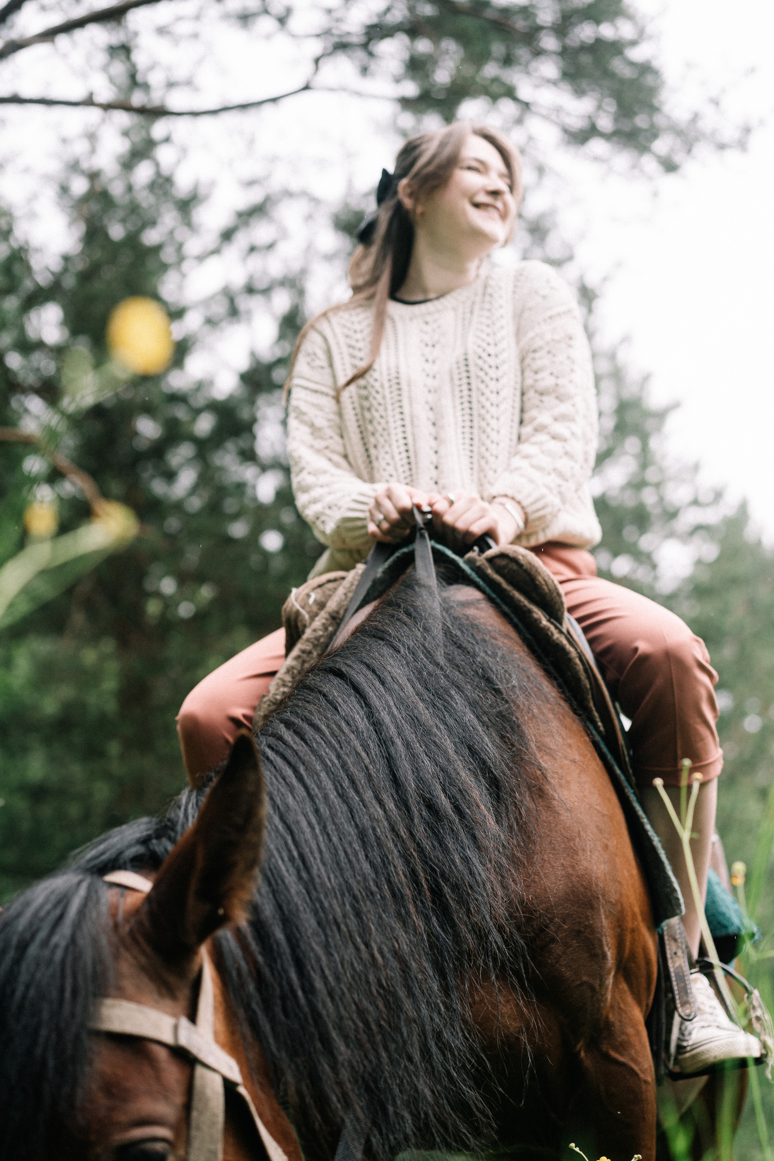 Photo of a couple in the forest. Portrait and wedding photographer in New York