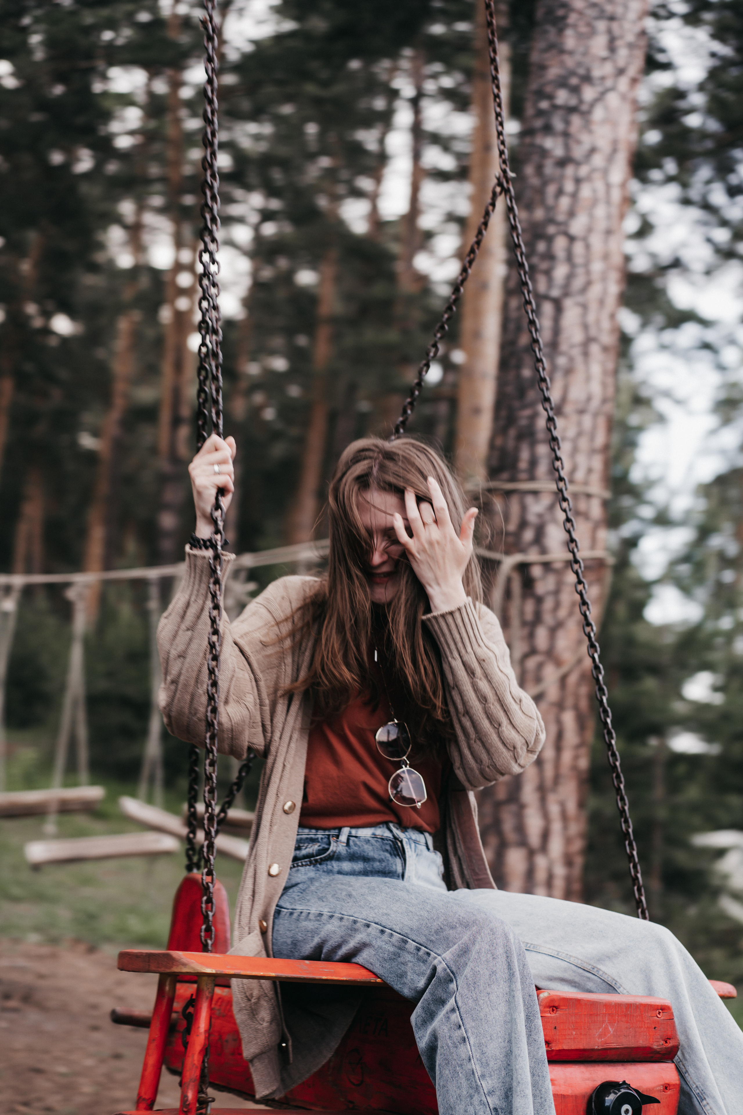 Photo of a couple in the forest. Portrait and wedding photographer in New York