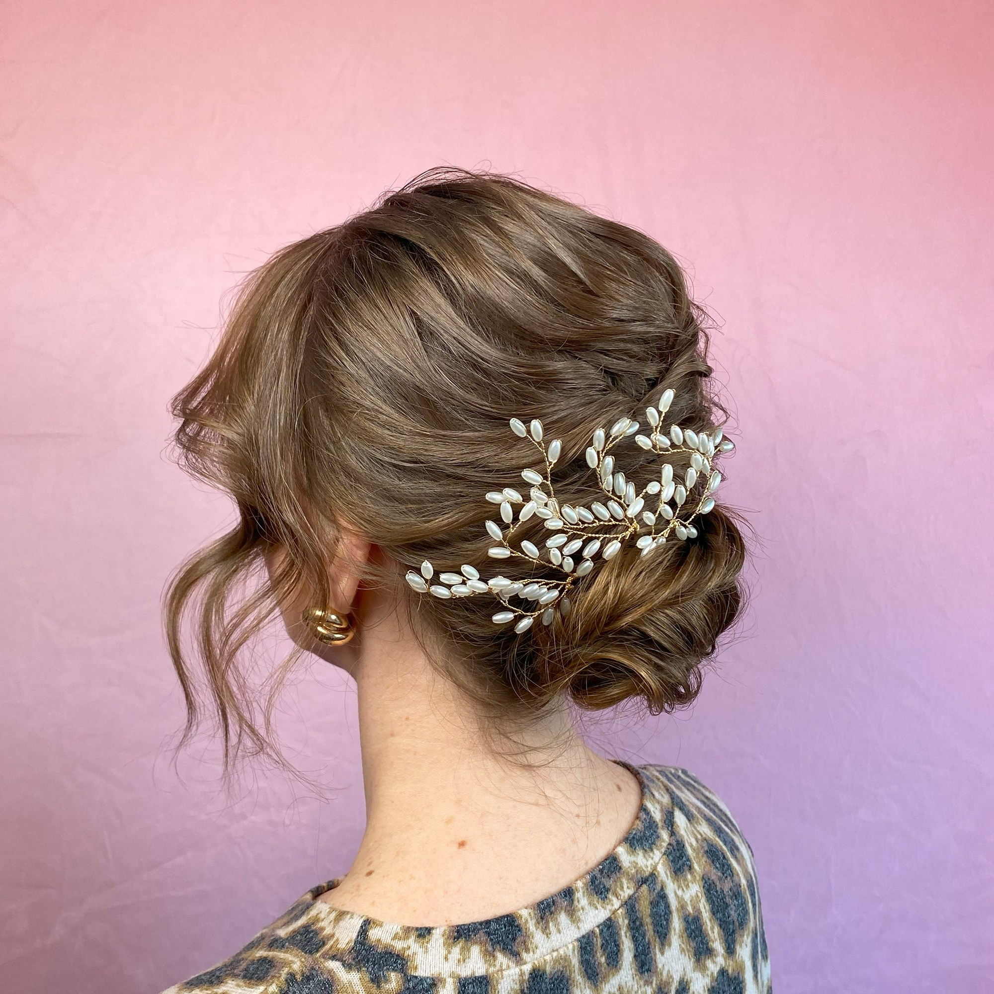 textured low bun up-do in Rome