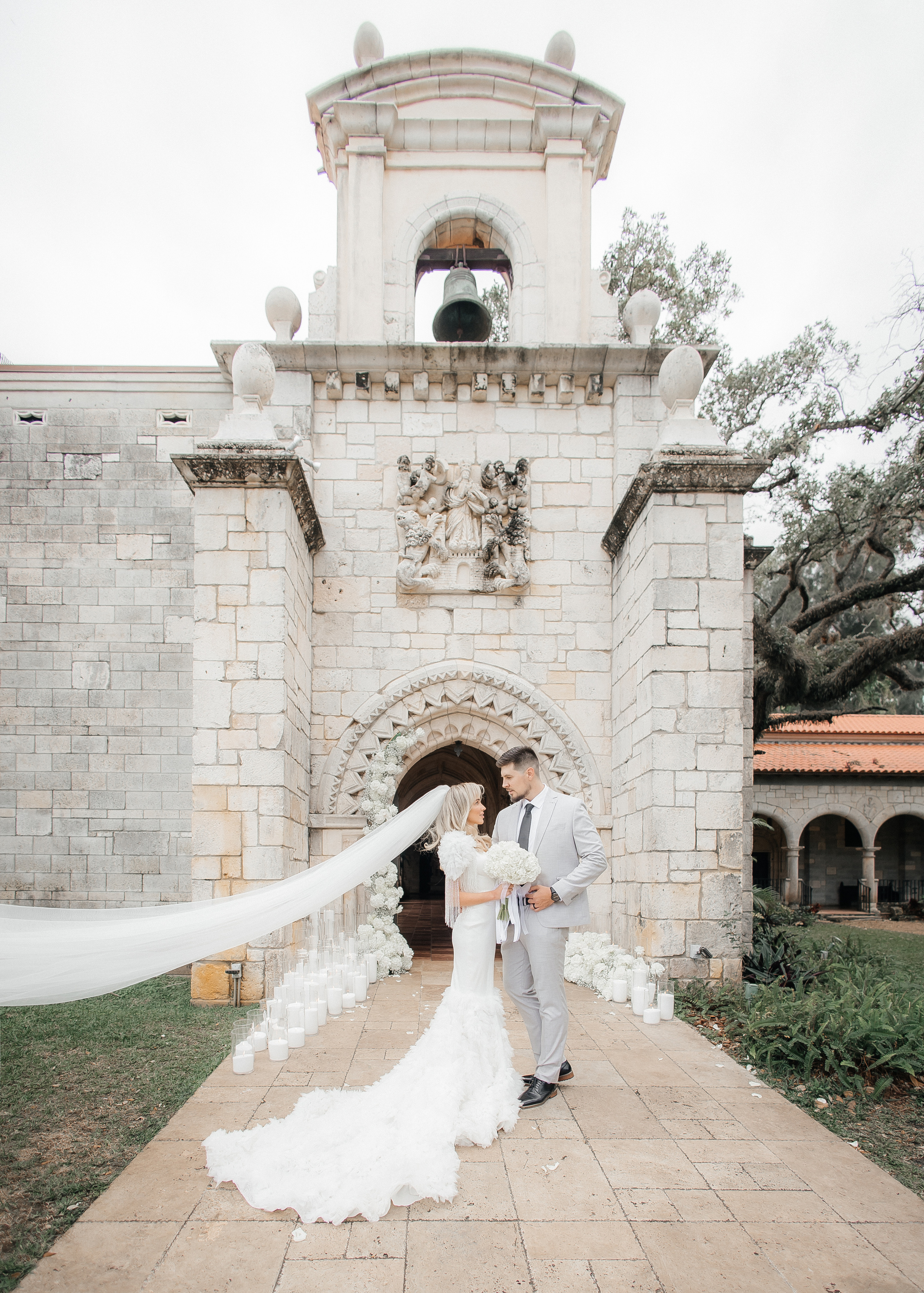 Cute Wedding at Spanish Monastery in Miami. Luxury Wedding Photography and Cinematography