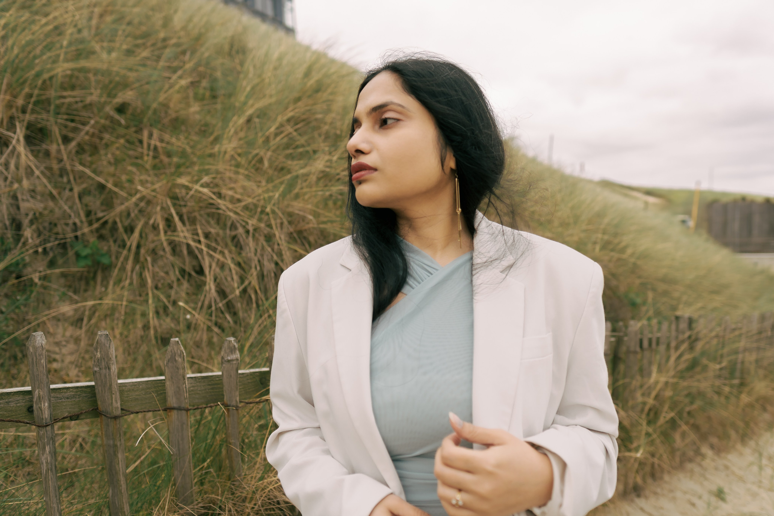 Fashion photoshoot in dunes