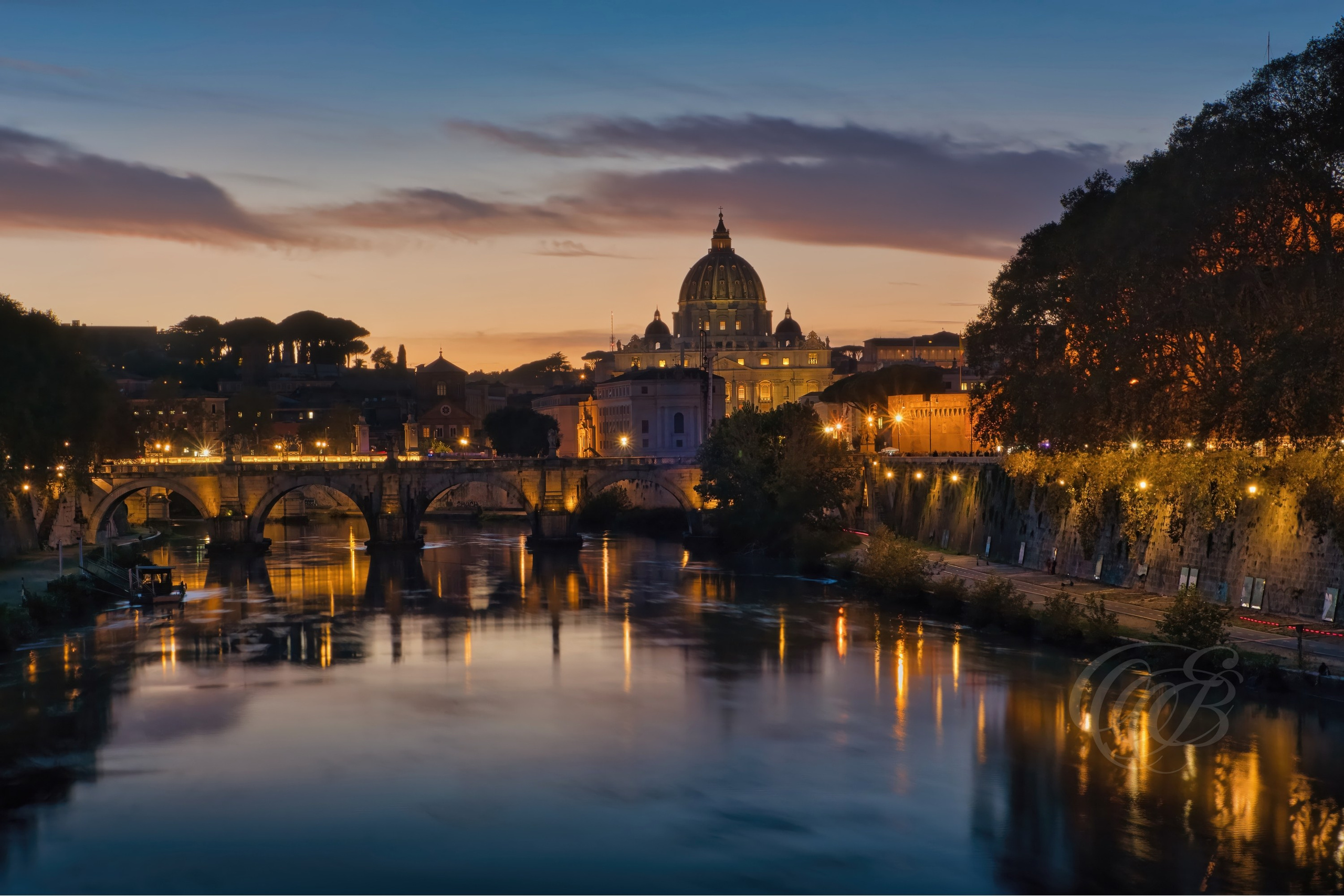 Rome Italy - The Ponte Sant'Angelo & the Vatican at sunset - Eduardo Bartoli Fine Art Photography - The Ponte Sant'Angelo and the Vatican at sunset in Rome, Italy – fine art photography by Eduardo Bartoli.