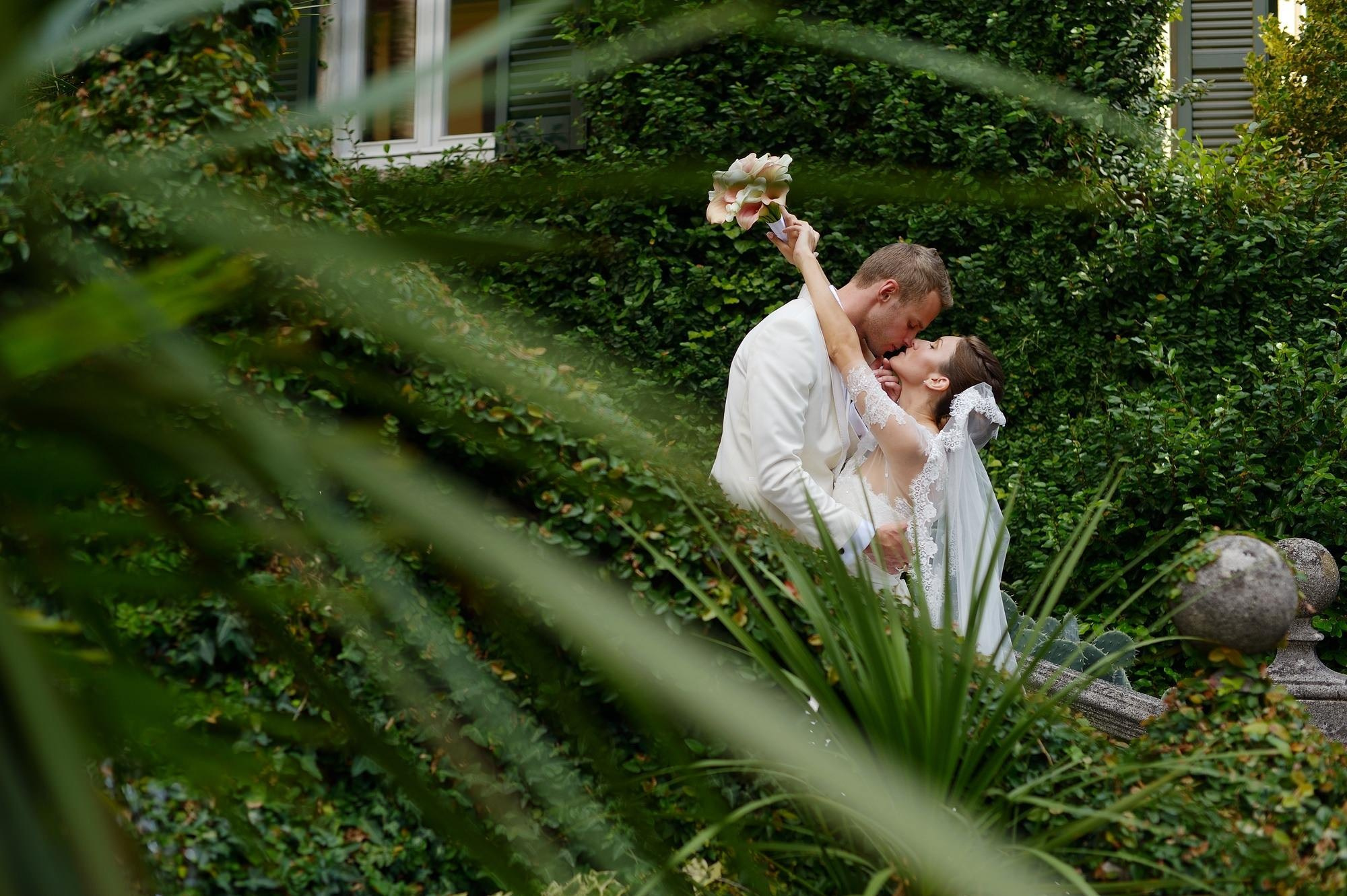 Newlyweds after civil ceremony Bellagio Town Hall Lake Como