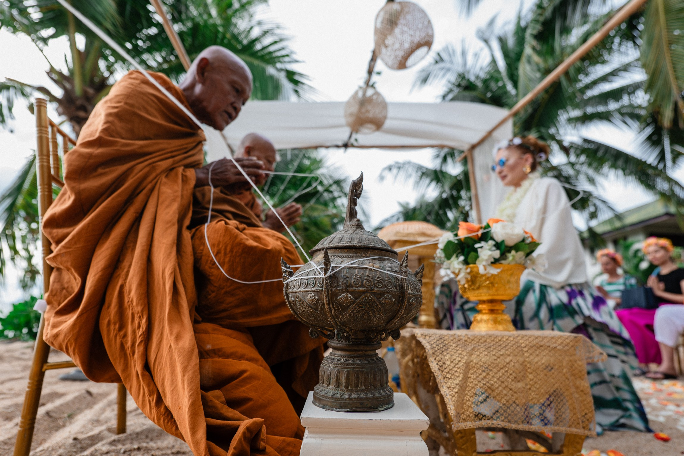 Birthday blessing of Nurcan. Buddhist blessing wedding Ceremony on Koh Samui, Thailand
