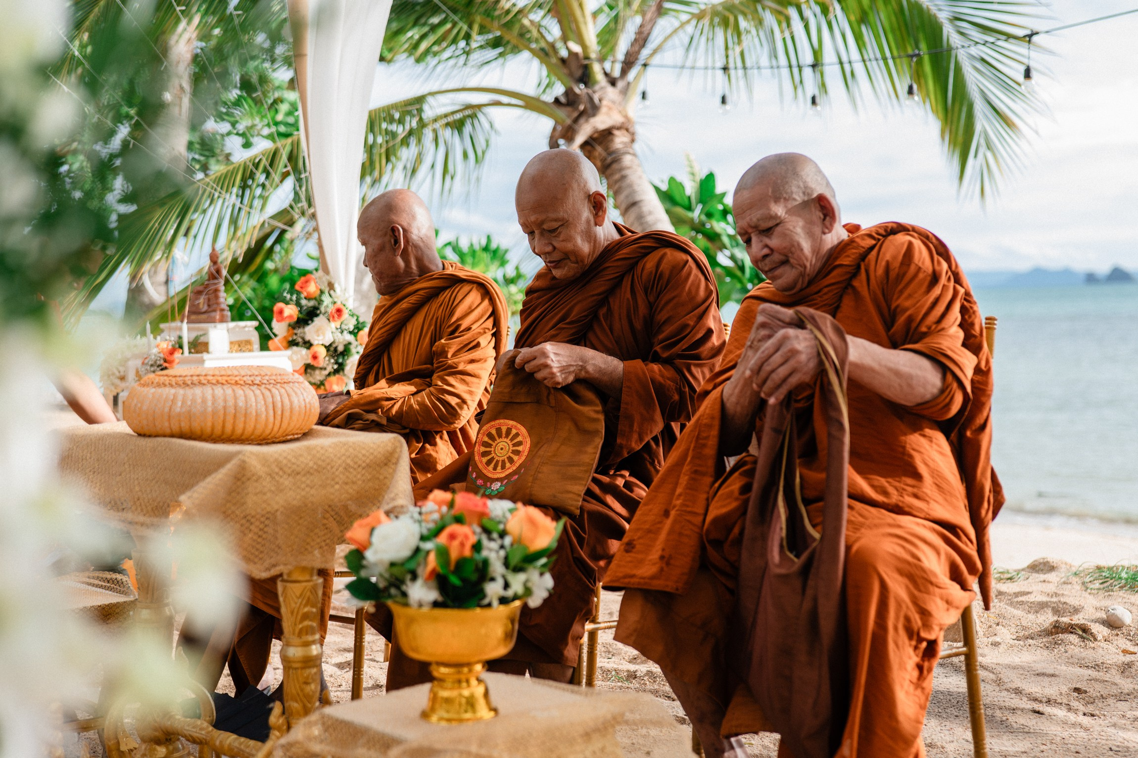 Birthday blessing of Nurcan. Buddhist blessing wedding Ceremony on Koh Samui, Thailand