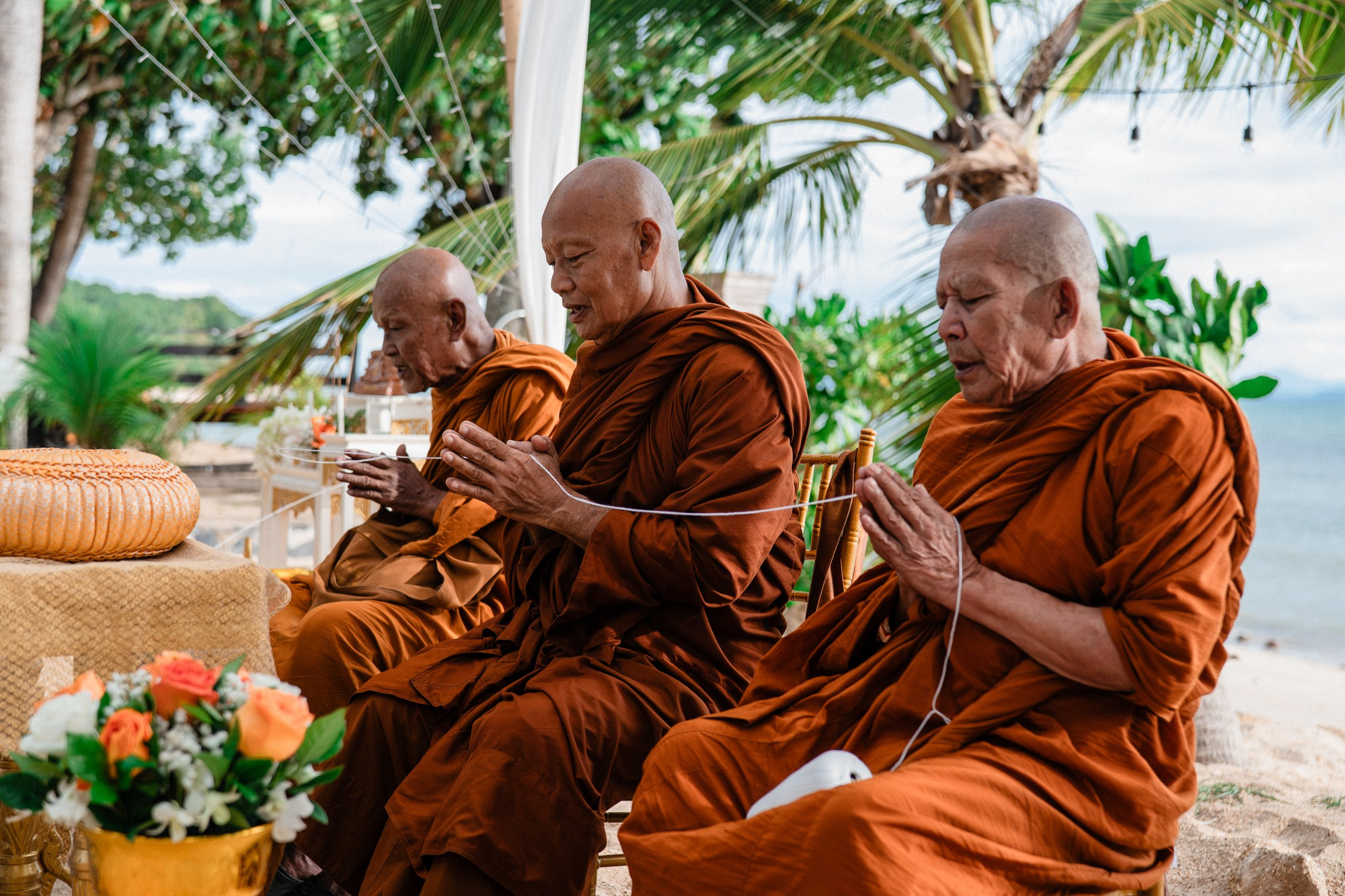 Birthday blessing of Nurcan. Buddhist blessing wedding Ceremony on Koh Samui, Thailand