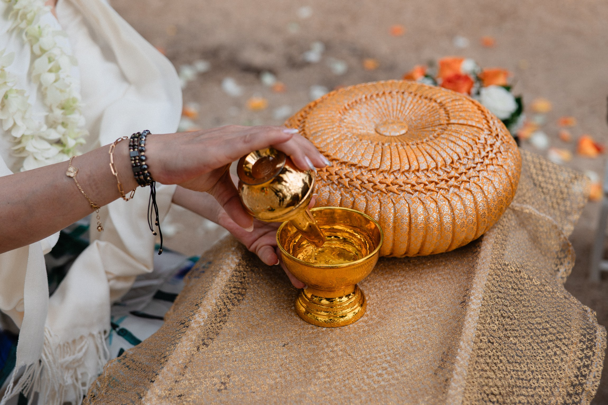 Birthday blessing of Nurcan. Buddhist blessing wedding Ceremony on Koh Samui, Thailand