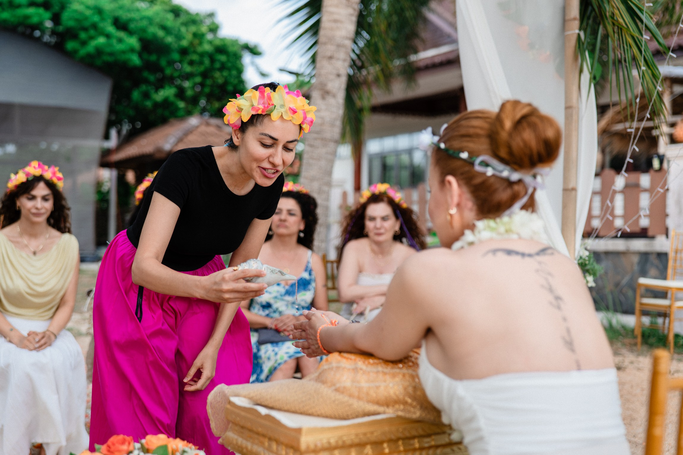 Birthday blessing of Nurcan. Buddhist blessing wedding Ceremony on Koh Samui, Thailand