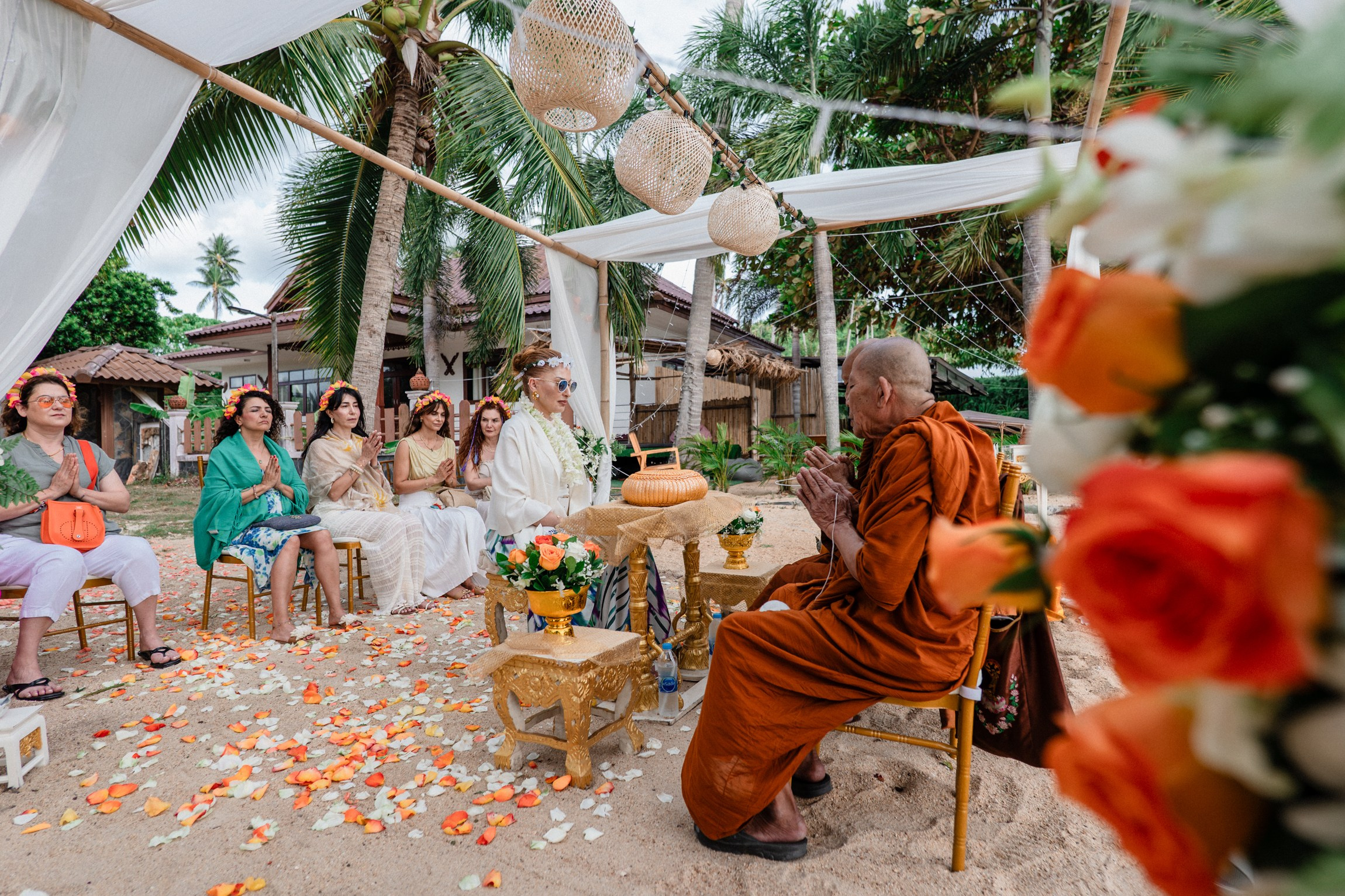 Birthday blessing of Nurcan. Buddhist blessing wedding Ceremony on Koh Samui, Thailand