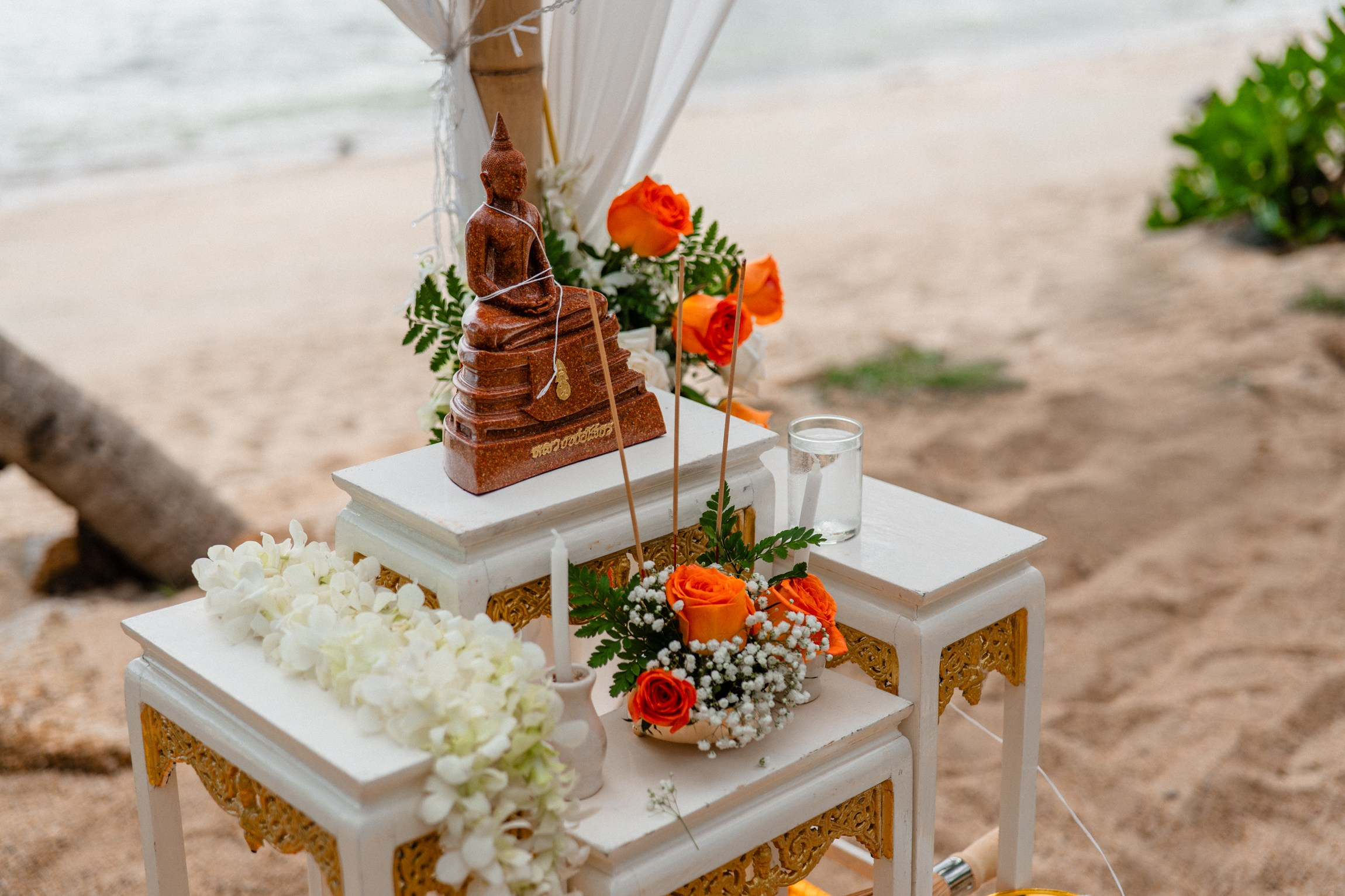 Birthday blessing of Nurcan. Buddhist blessing wedding Ceremony on Koh Samui, Thailand