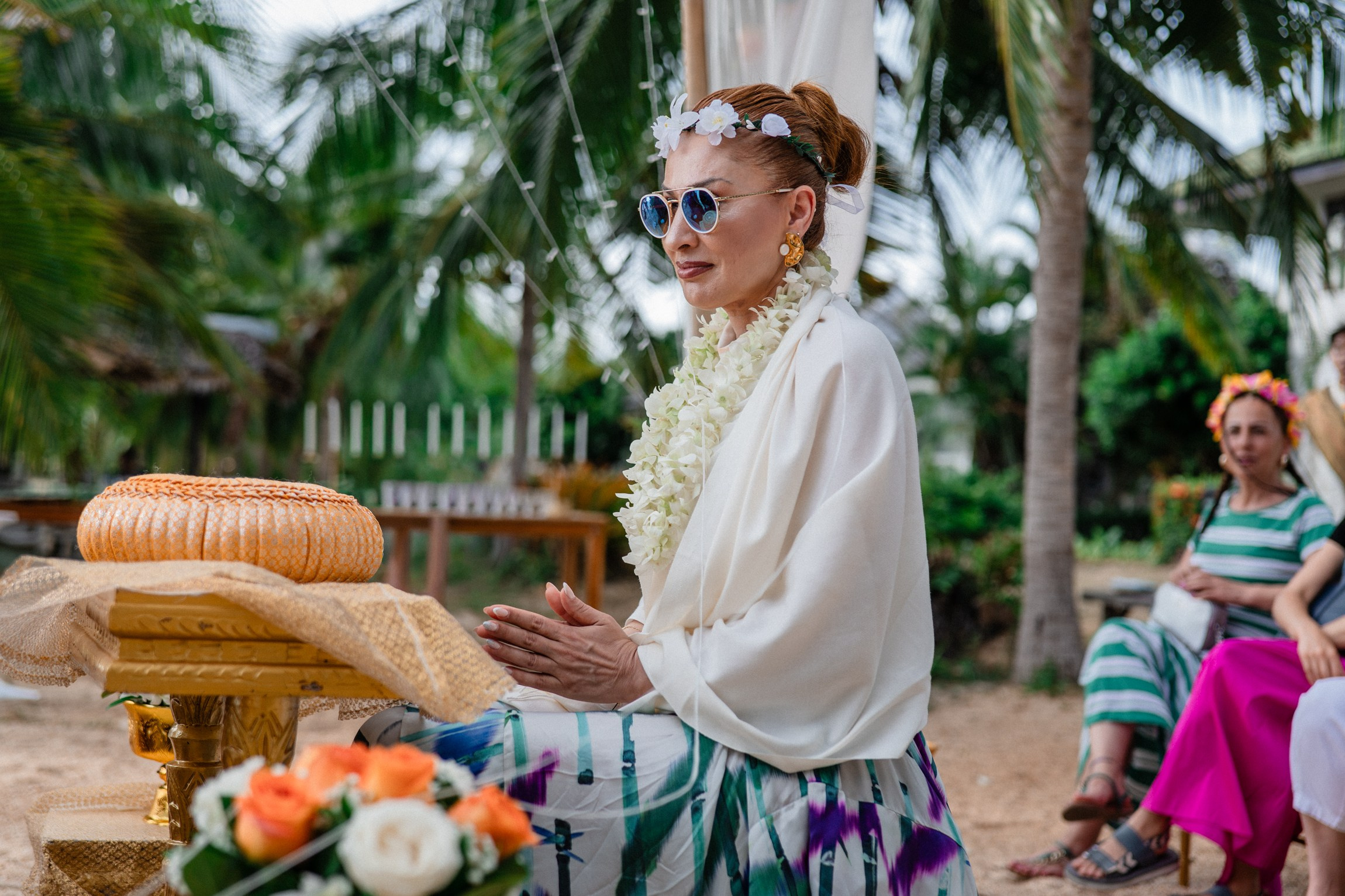 Birthday blessing of Nurcan. Buddhist blessing wedding Ceremony on Koh Samui, Thailand