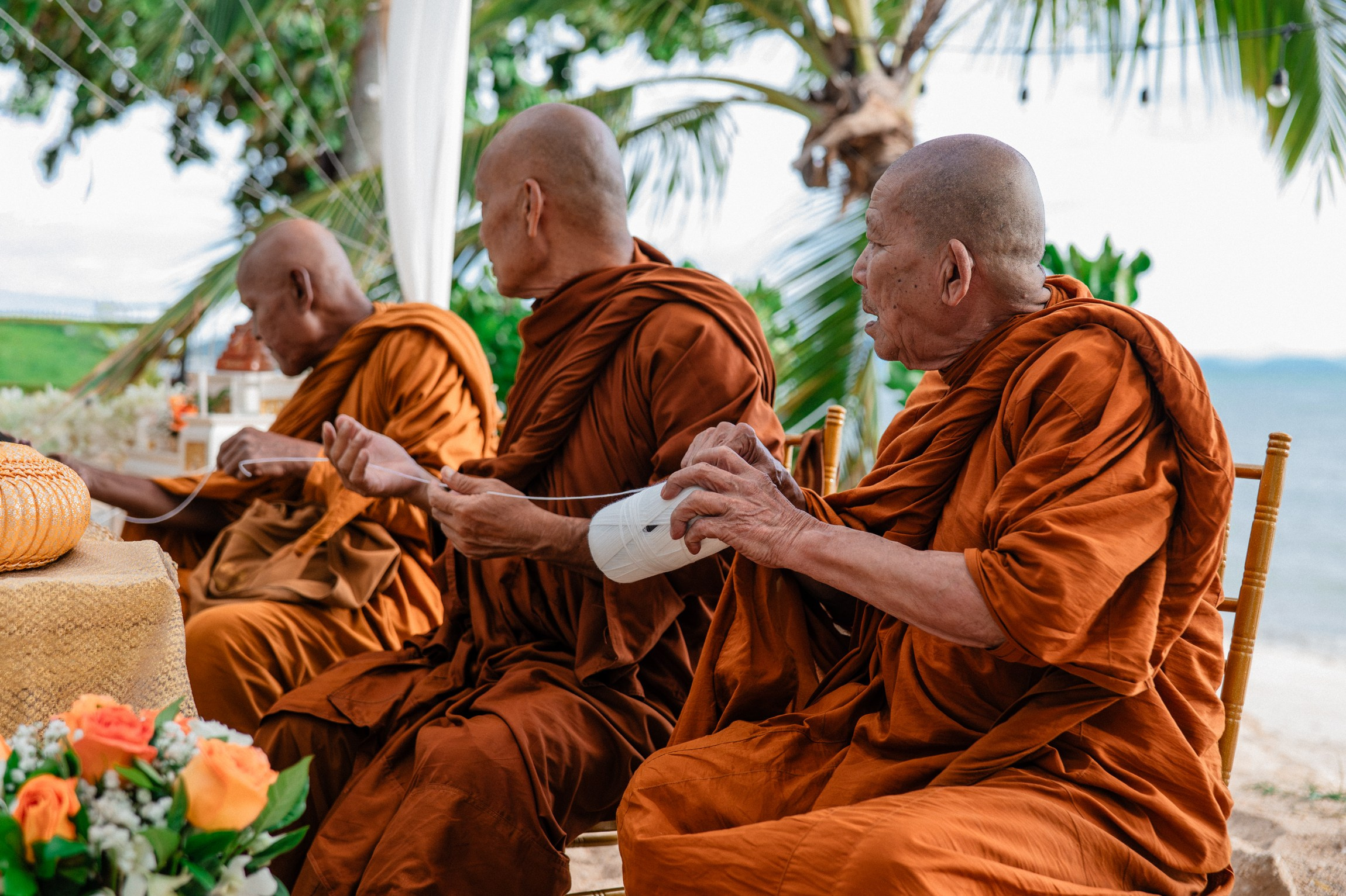 Birthday blessing of Nurcan. Buddhist blessing wedding Ceremony on Koh Samui, Thailand