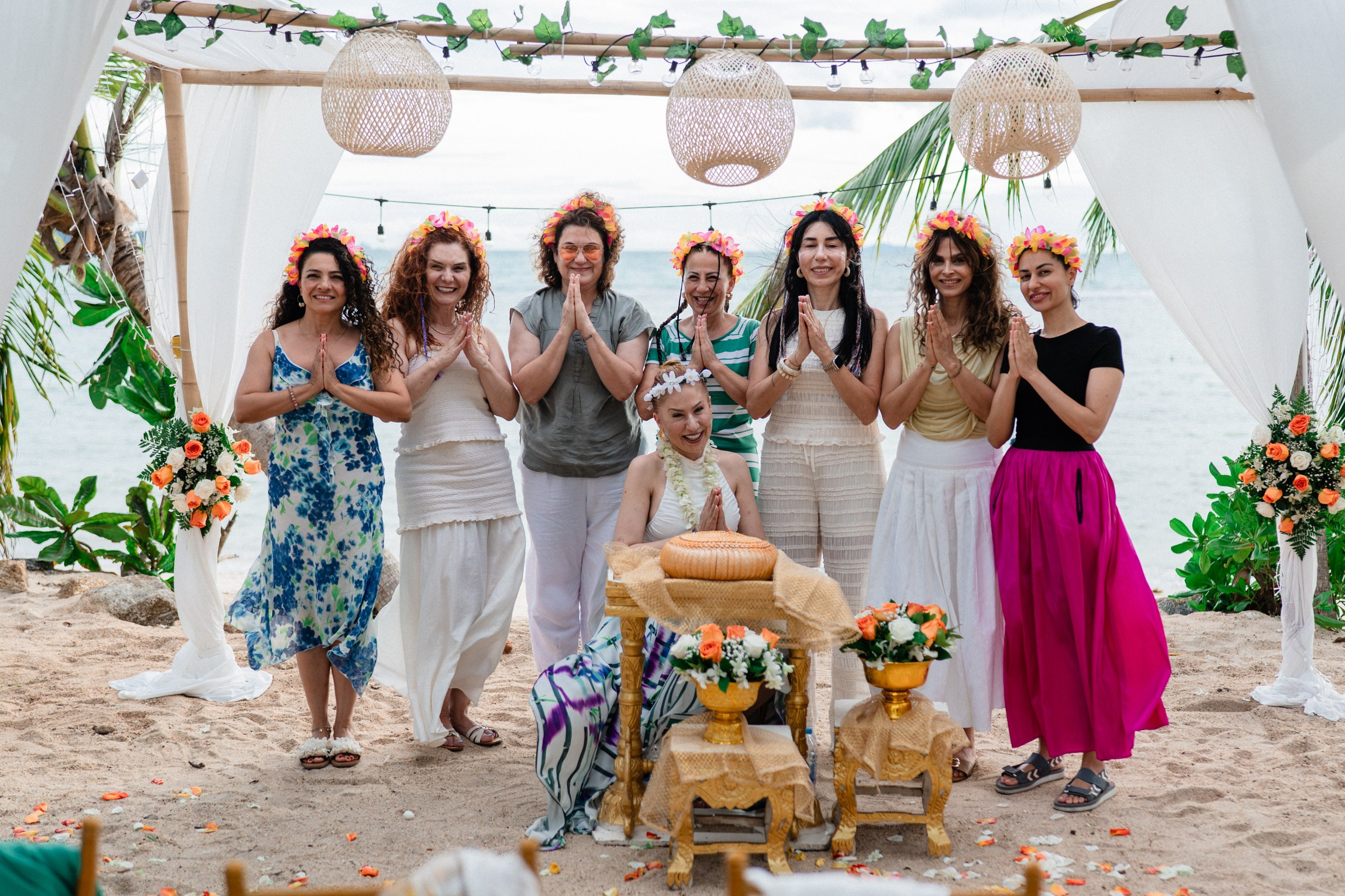 Birthday blessing of Nurcan. Buddhist blessing wedding Ceremony on Koh Samui, Thailand