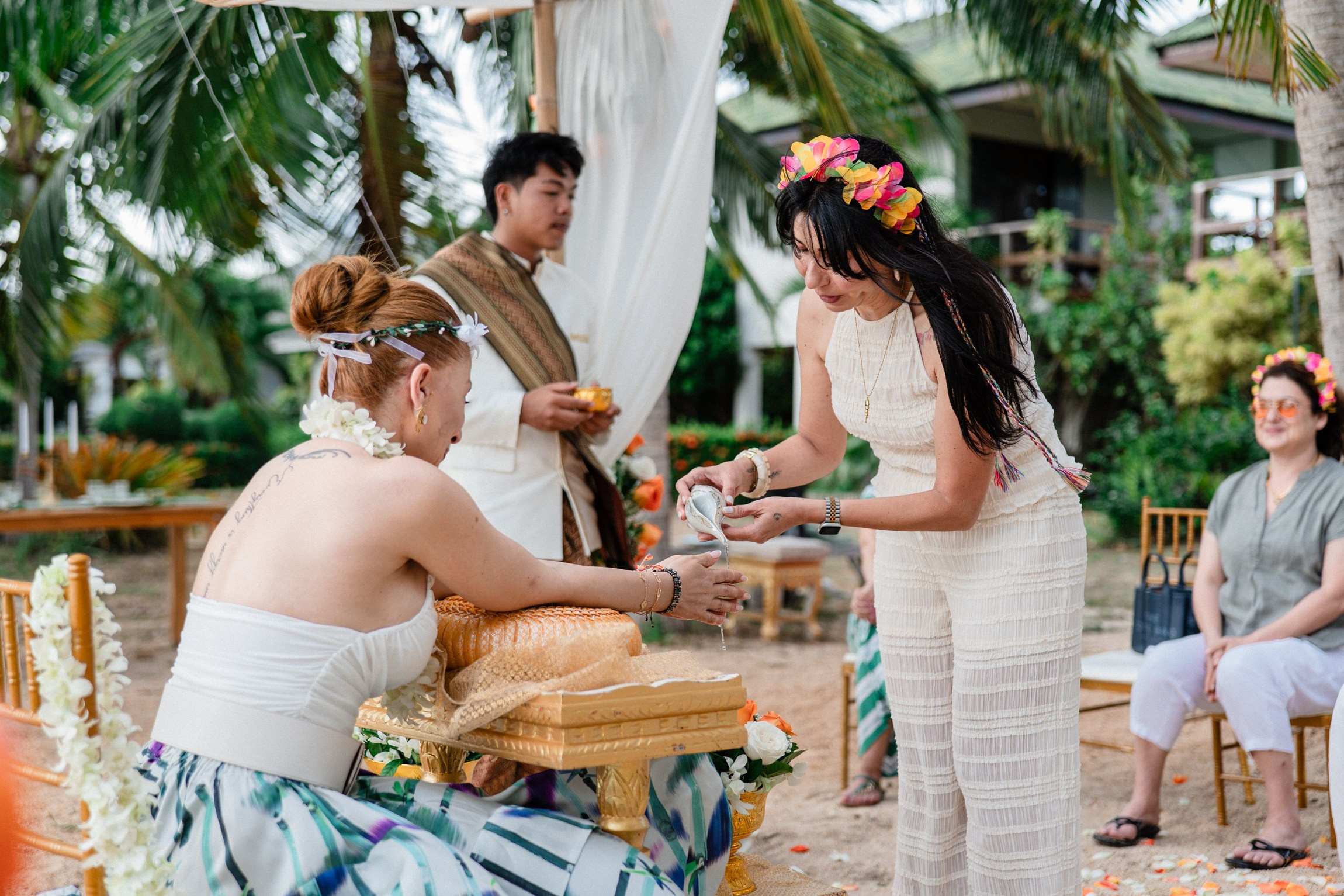 Birthday blessing of Nurcan. Buddhist blessing wedding Ceremony on Koh Samui, Thailand