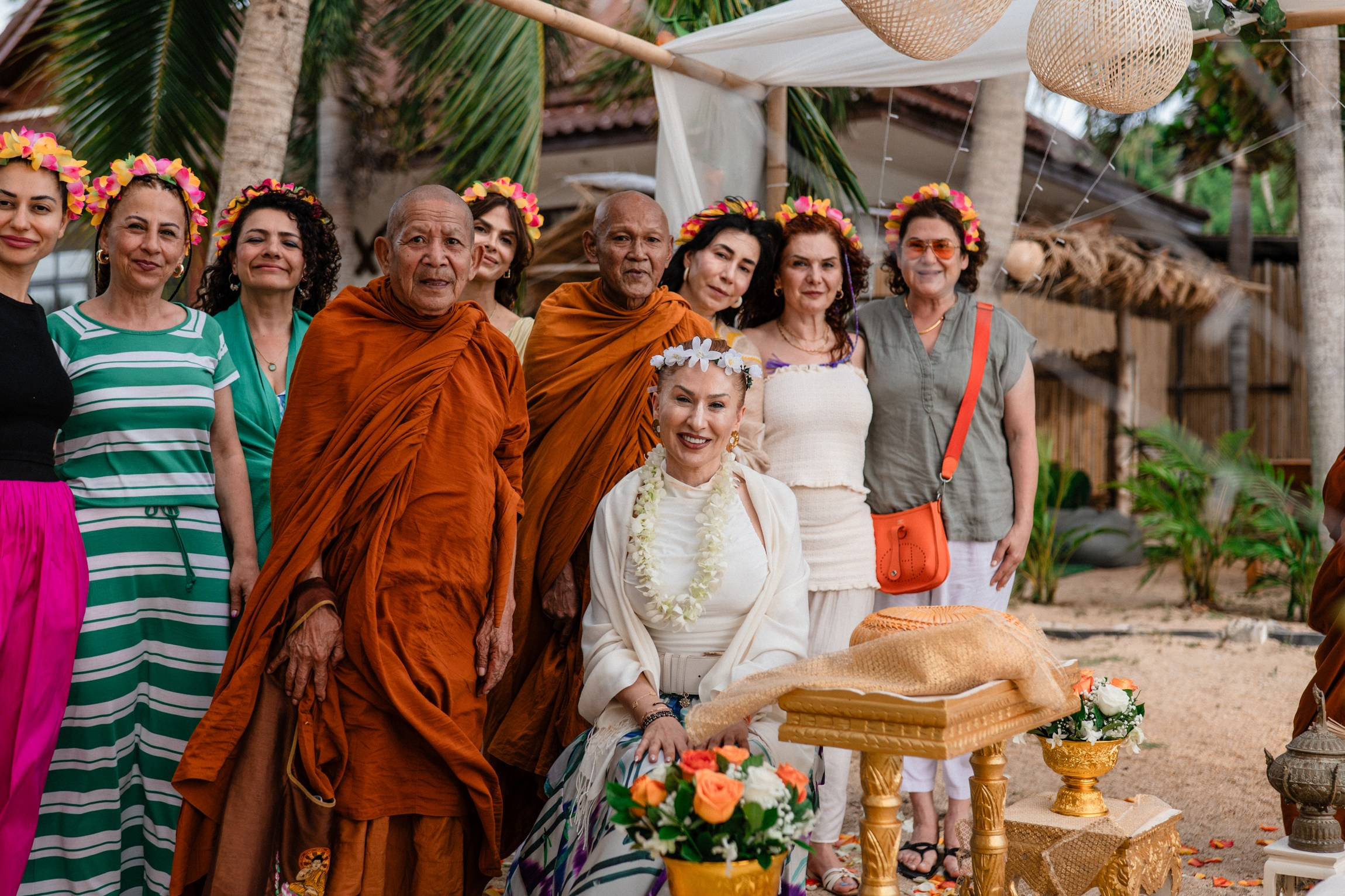 Birthday blessing of Nurcan. Buddhist blessing wedding Ceremony on Koh Samui, Thailand
