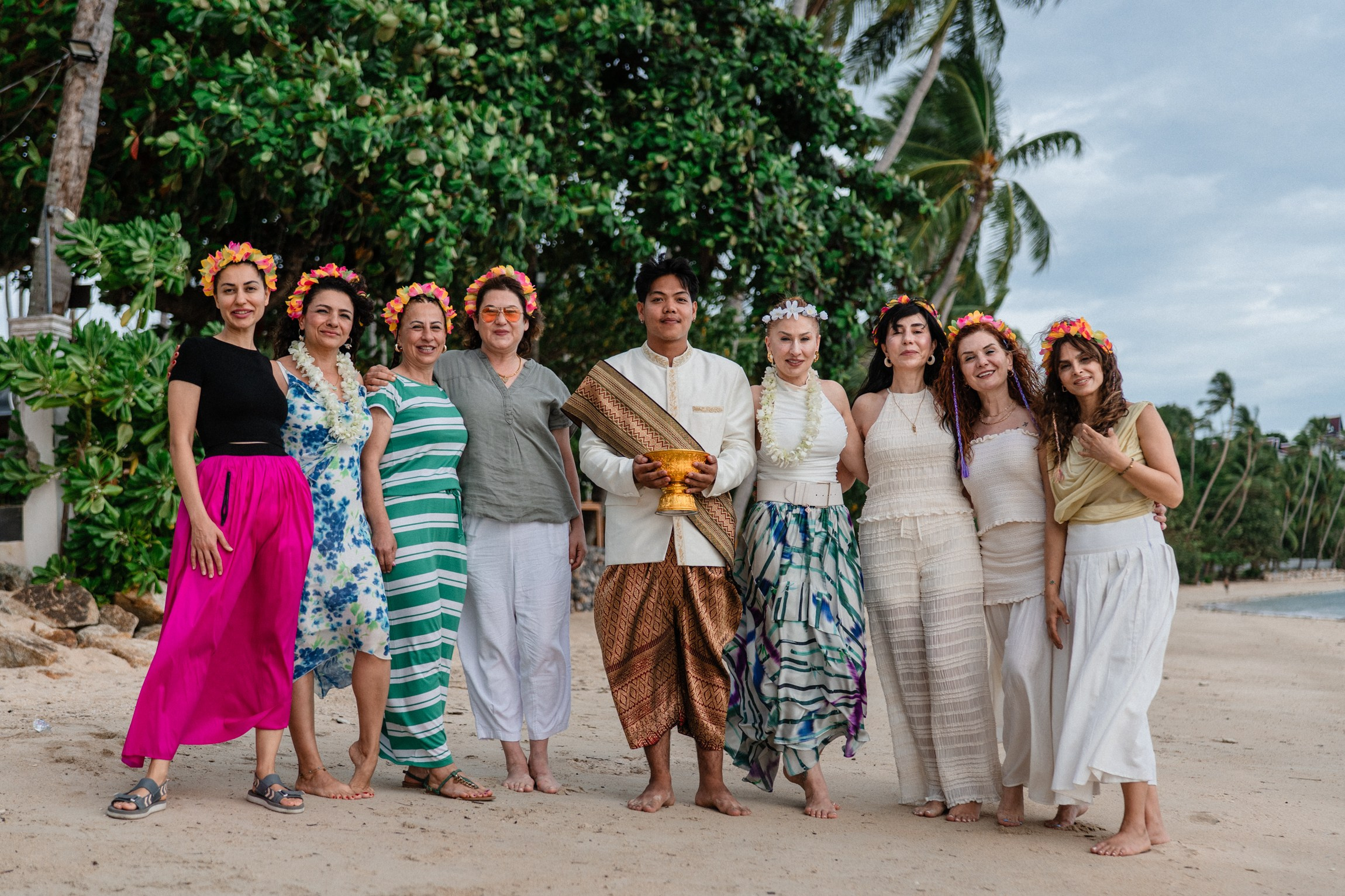 Birthday blessing of Nurcan. Buddhist blessing wedding Ceremony on Koh Samui, Thailand
