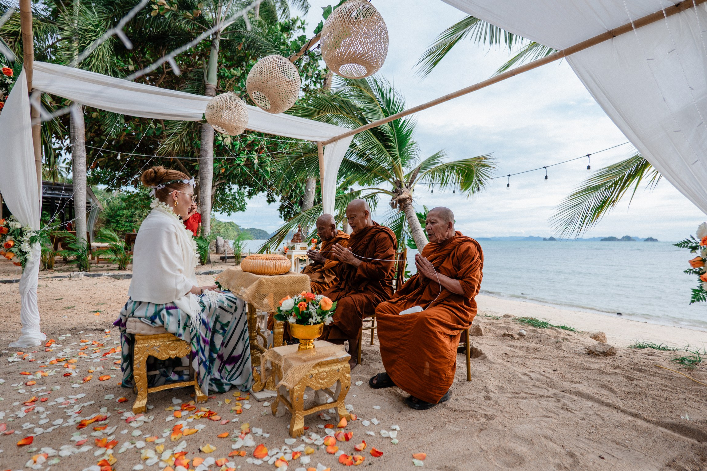 Birthday blessing of Nurcan. Buddhist blessing wedding Ceremony on Koh Samui, Thailand