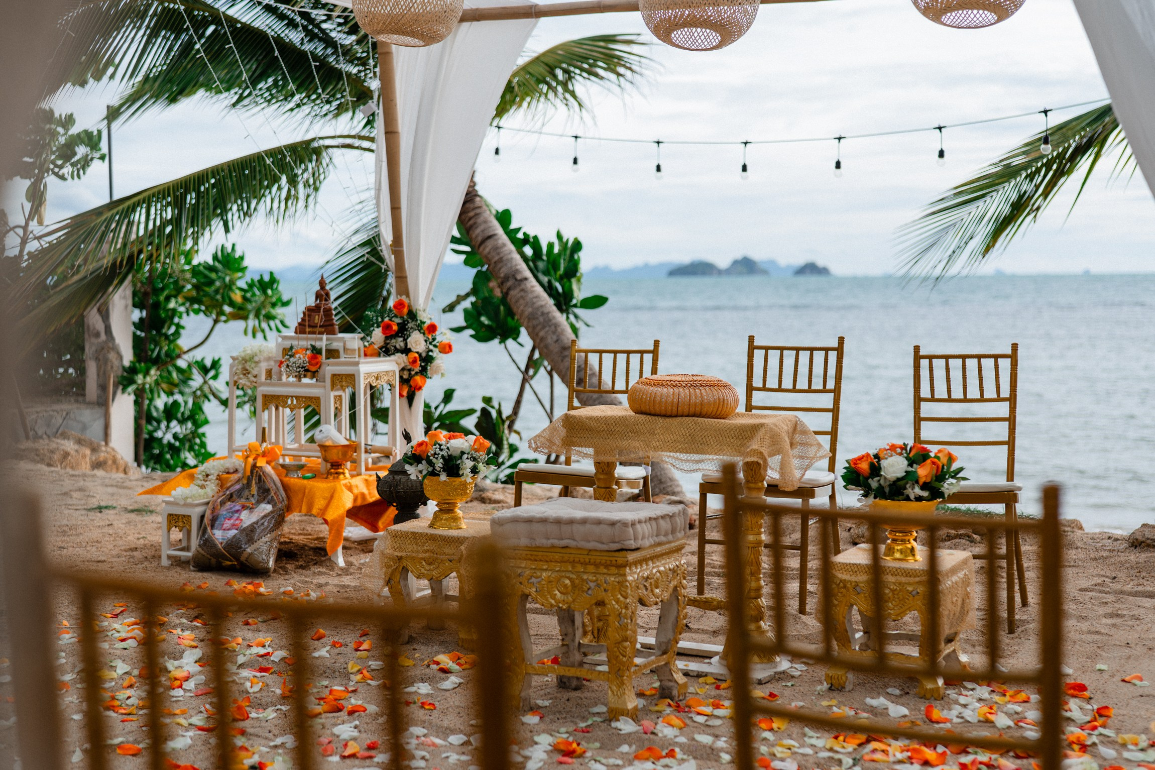 Birthday blessing of Nurcan. Buddhist blessing wedding Ceremony on Koh Samui, Thailand