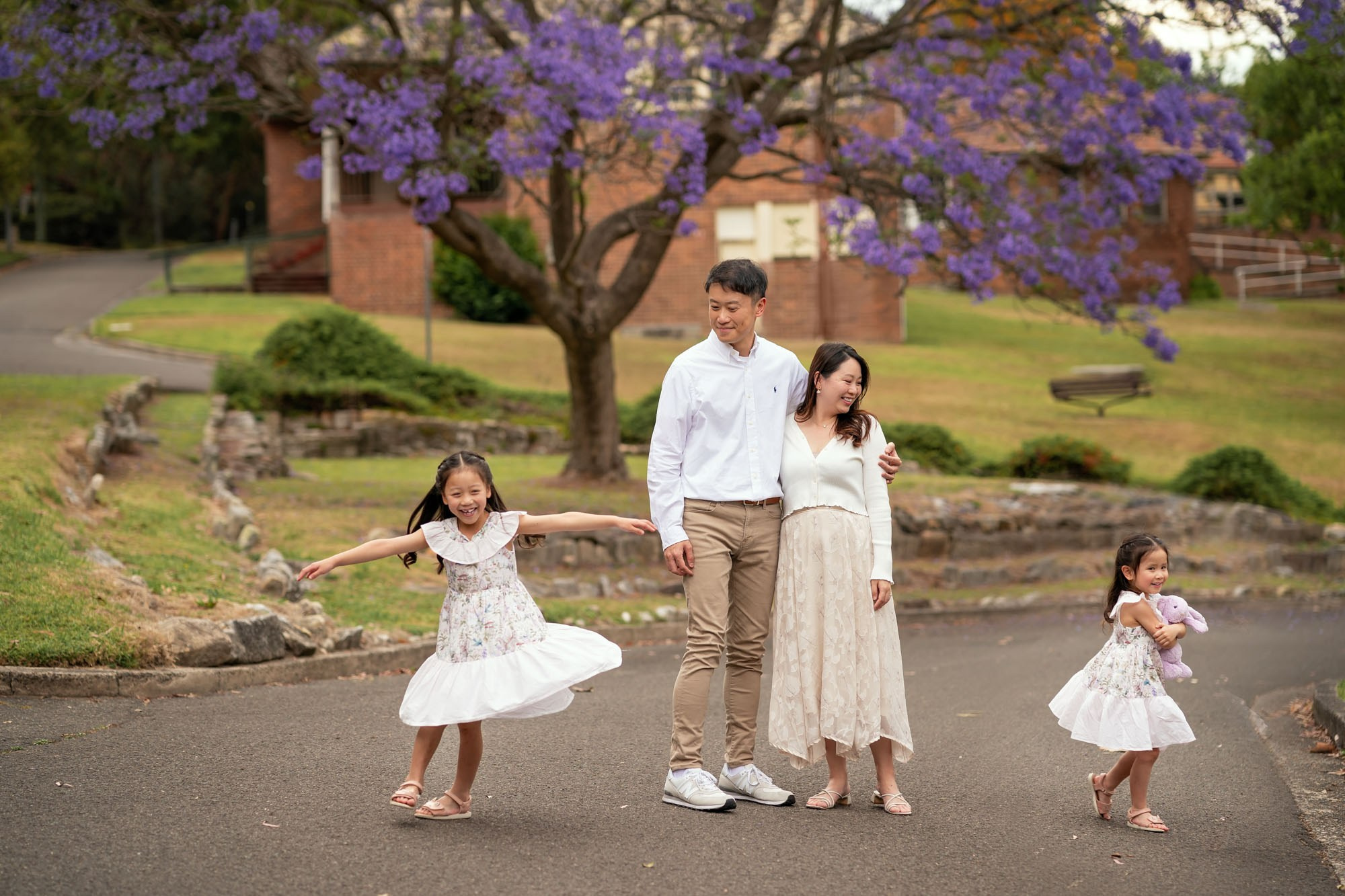 Jacaranda Photoshoot for a Family of Four!. Family and Maternity Photography in Sydney, Hills District