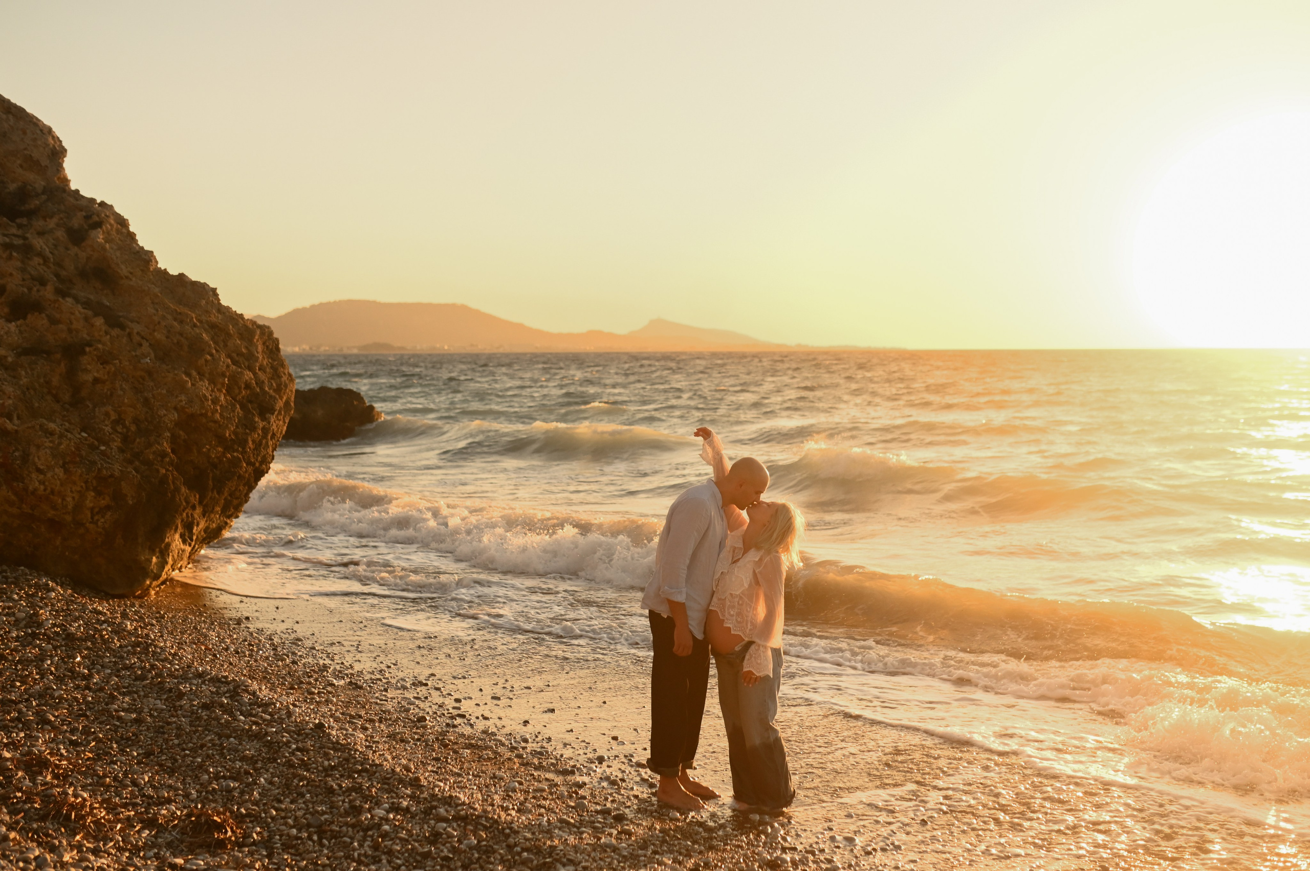 Maternity Photoshoot on the Beach in Rhodes. Photographer in Rhodes Island