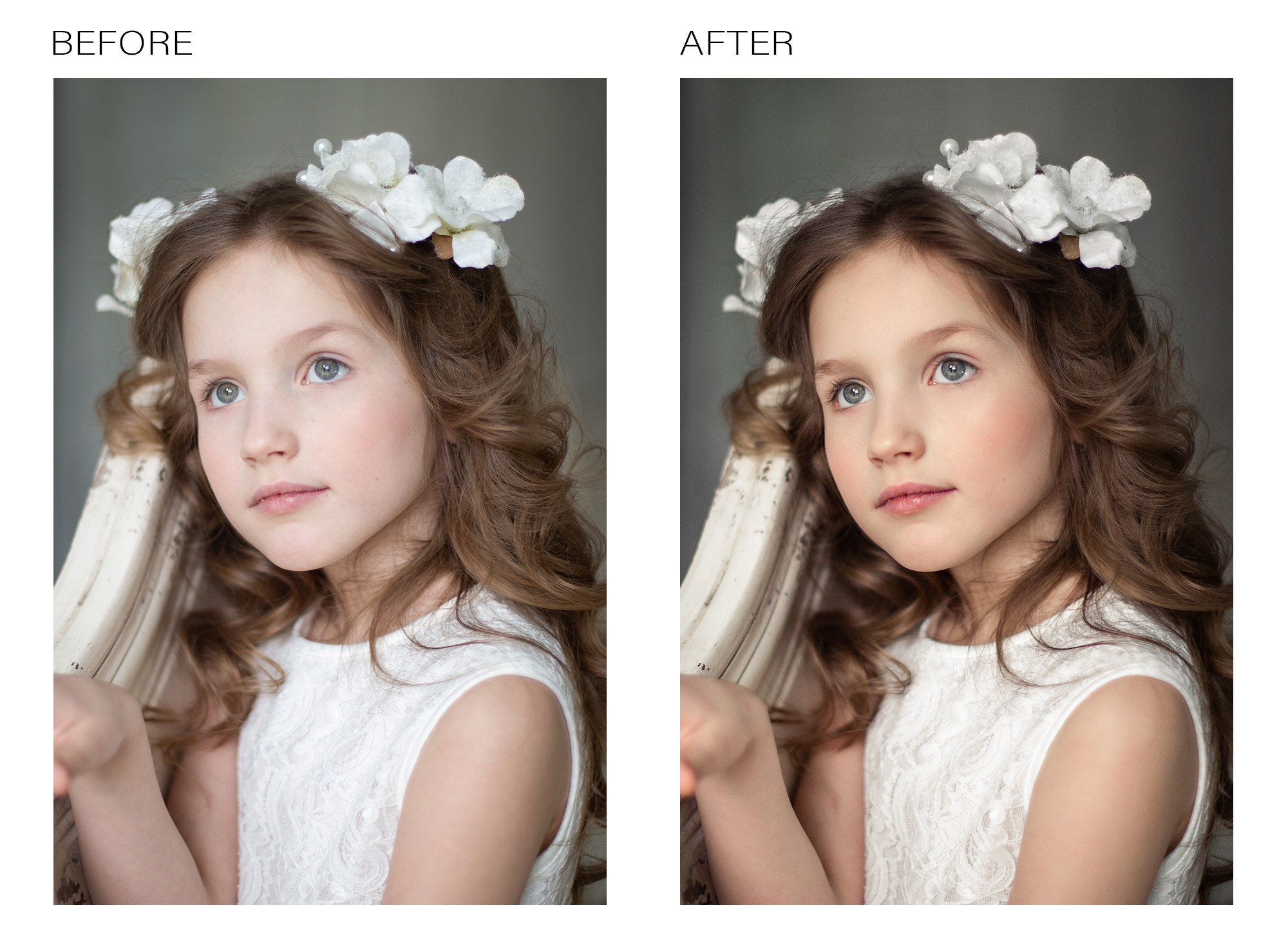 Newborn portrait professionally retouched by worldwide retoucher, soft skin tones and natural lighting