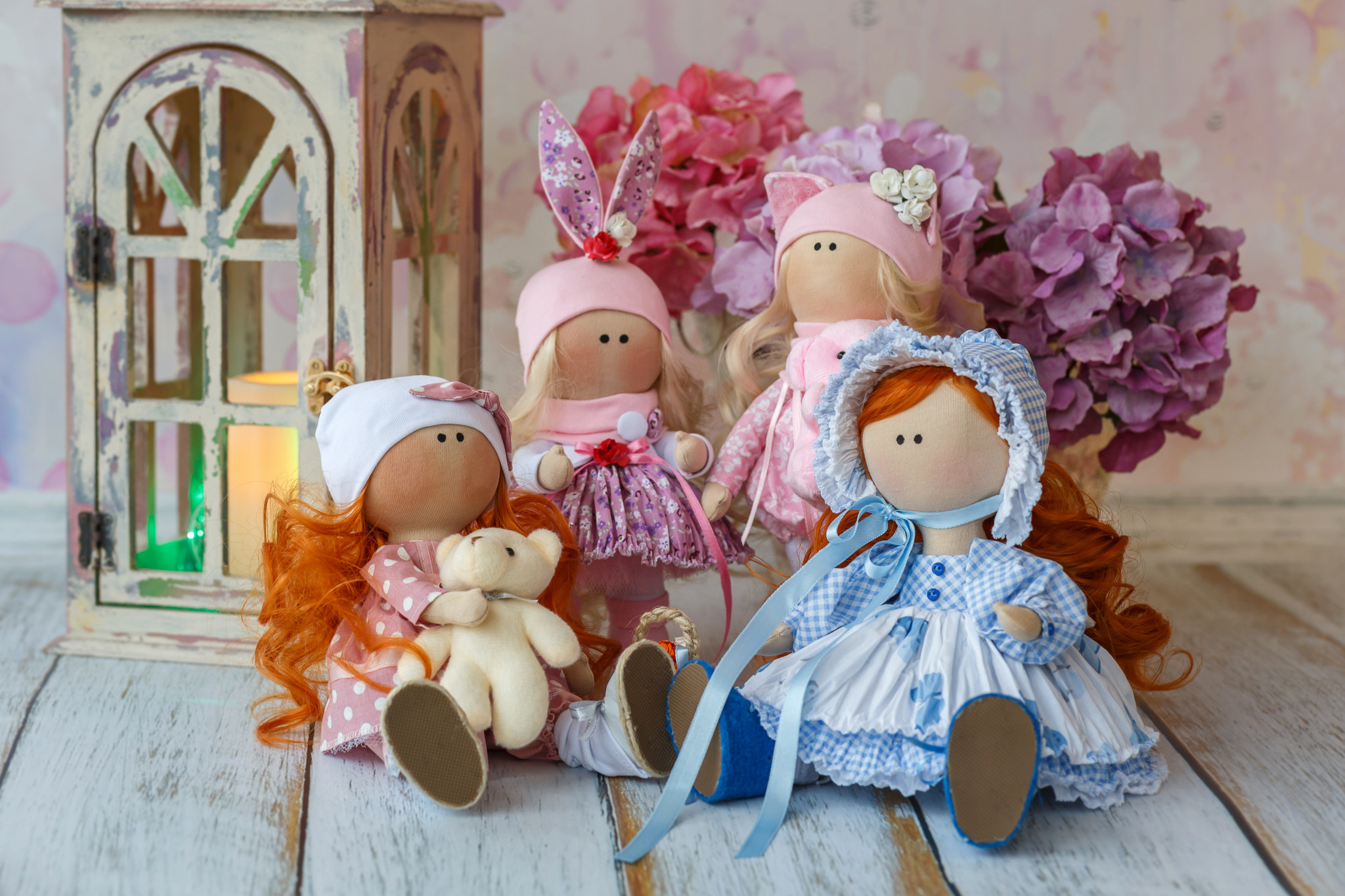 Object photo session of handmade dolls