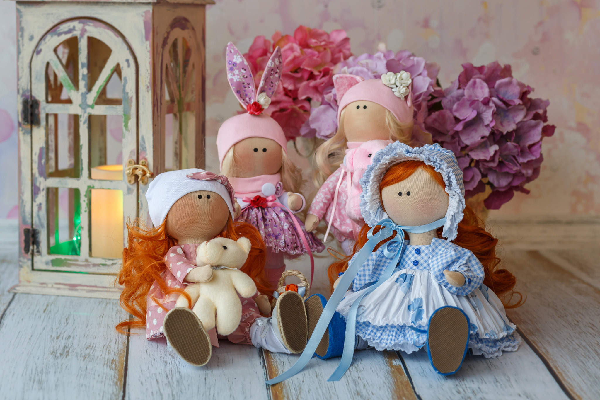 Object photo session of handmade dolls