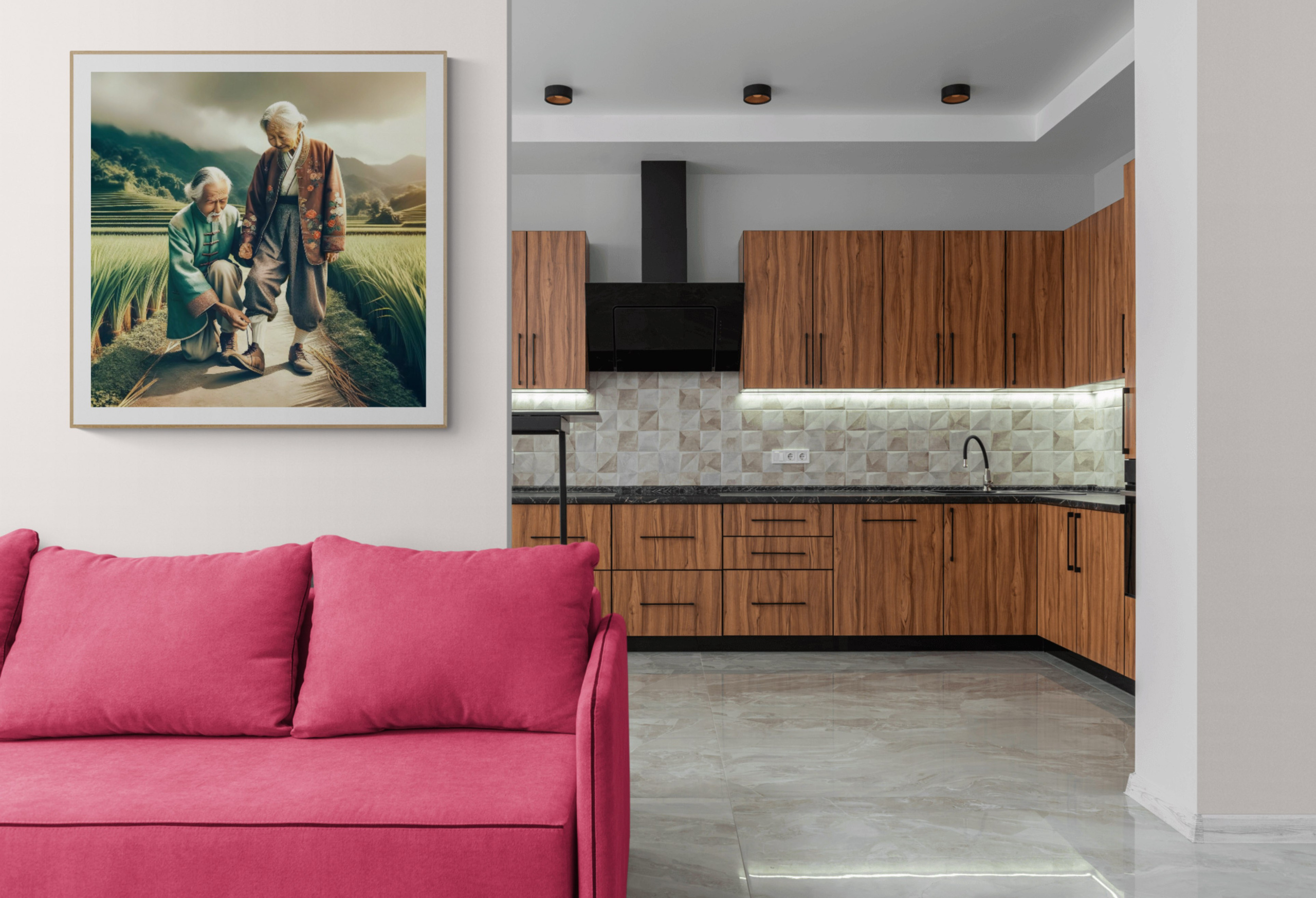 Digital painting for interior “Eternal love”. AI Photo Retoucher and Image Restorer Zhanna Ognivo
