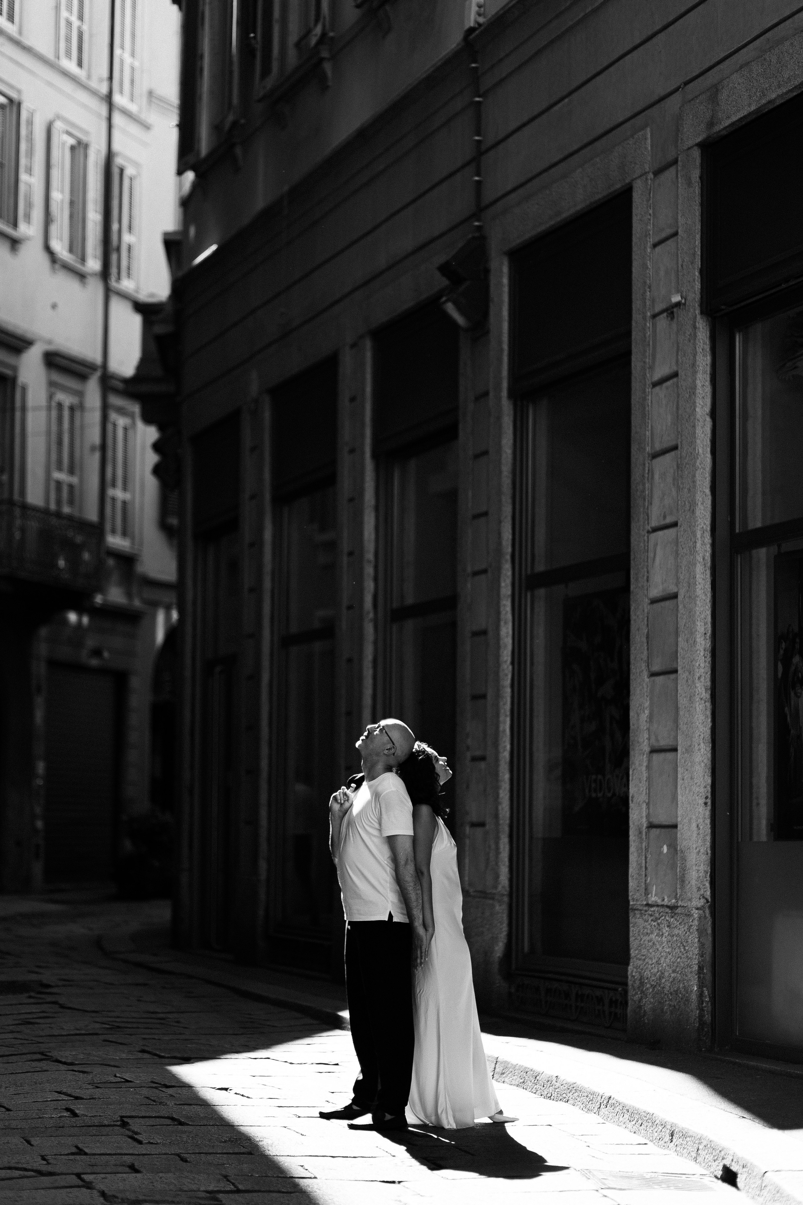 Romantic couple portrait in Milan Italy