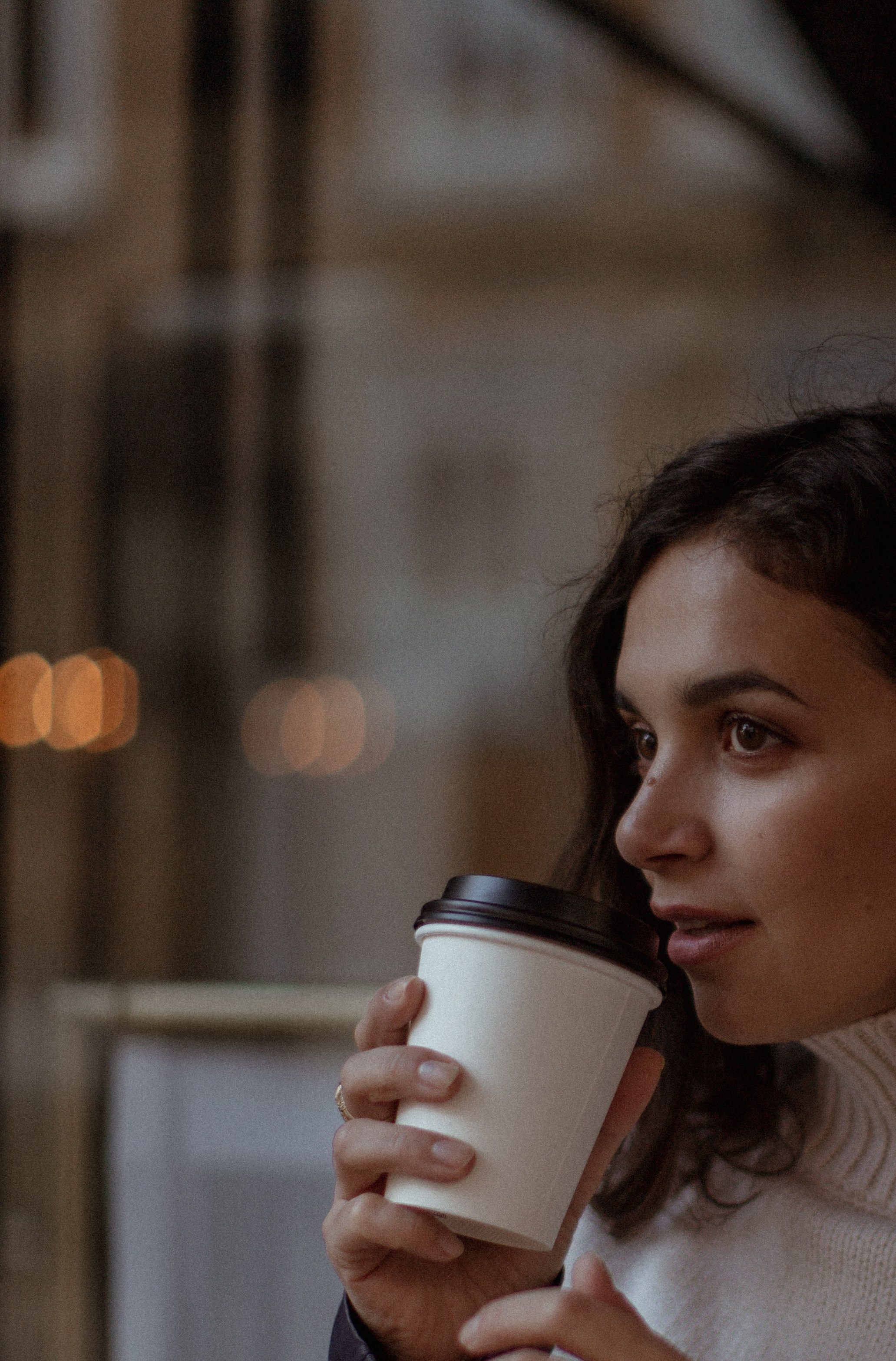 Take away coffee walk. True self