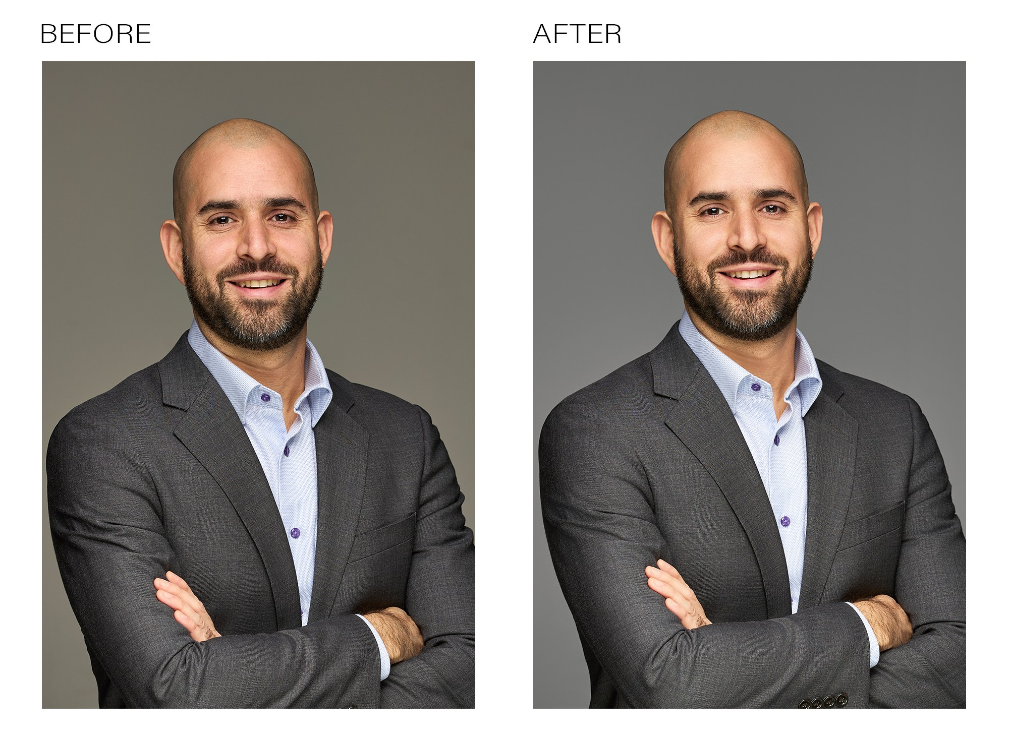 Бизнес портрет профессионально ретуширован международным ретушером, естественный и аккуратный вид. Профессиональный портрет для LinkedIn и корпоративного брендинга, обработан международным ретушером