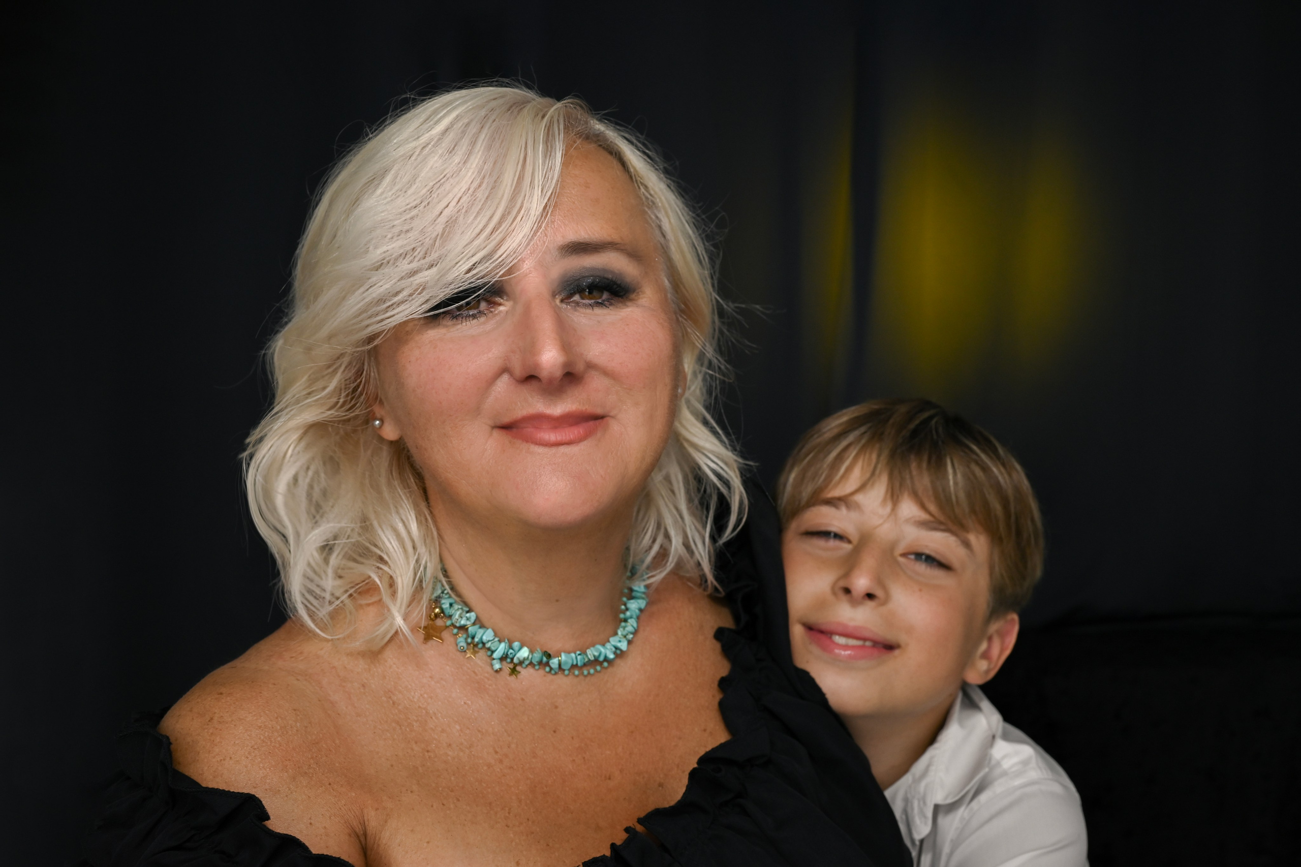 Photo Shooting in studio mother with son