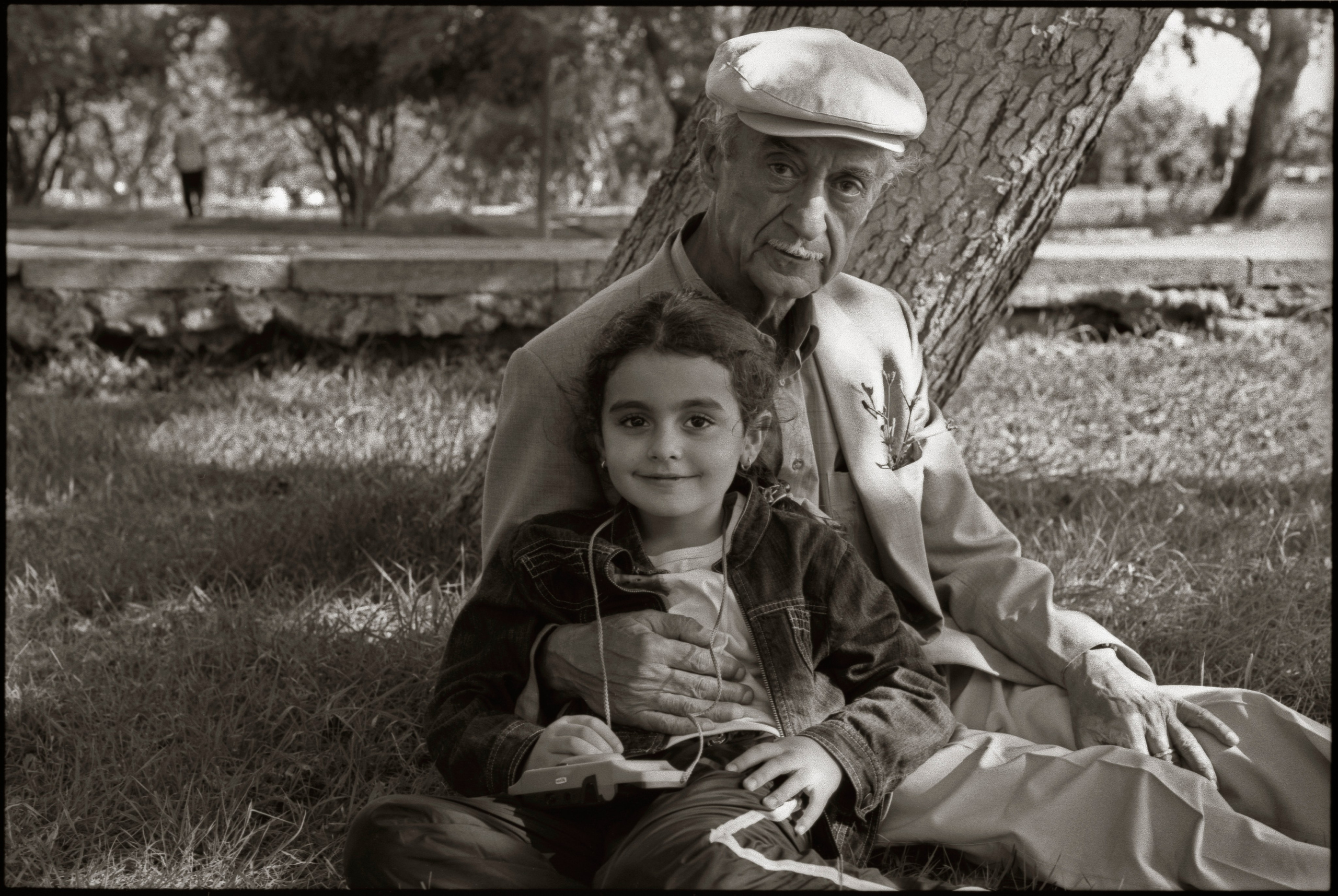 My father Arif Aleskerov, caricaturist and my daughter Ayna. Baku, 2004