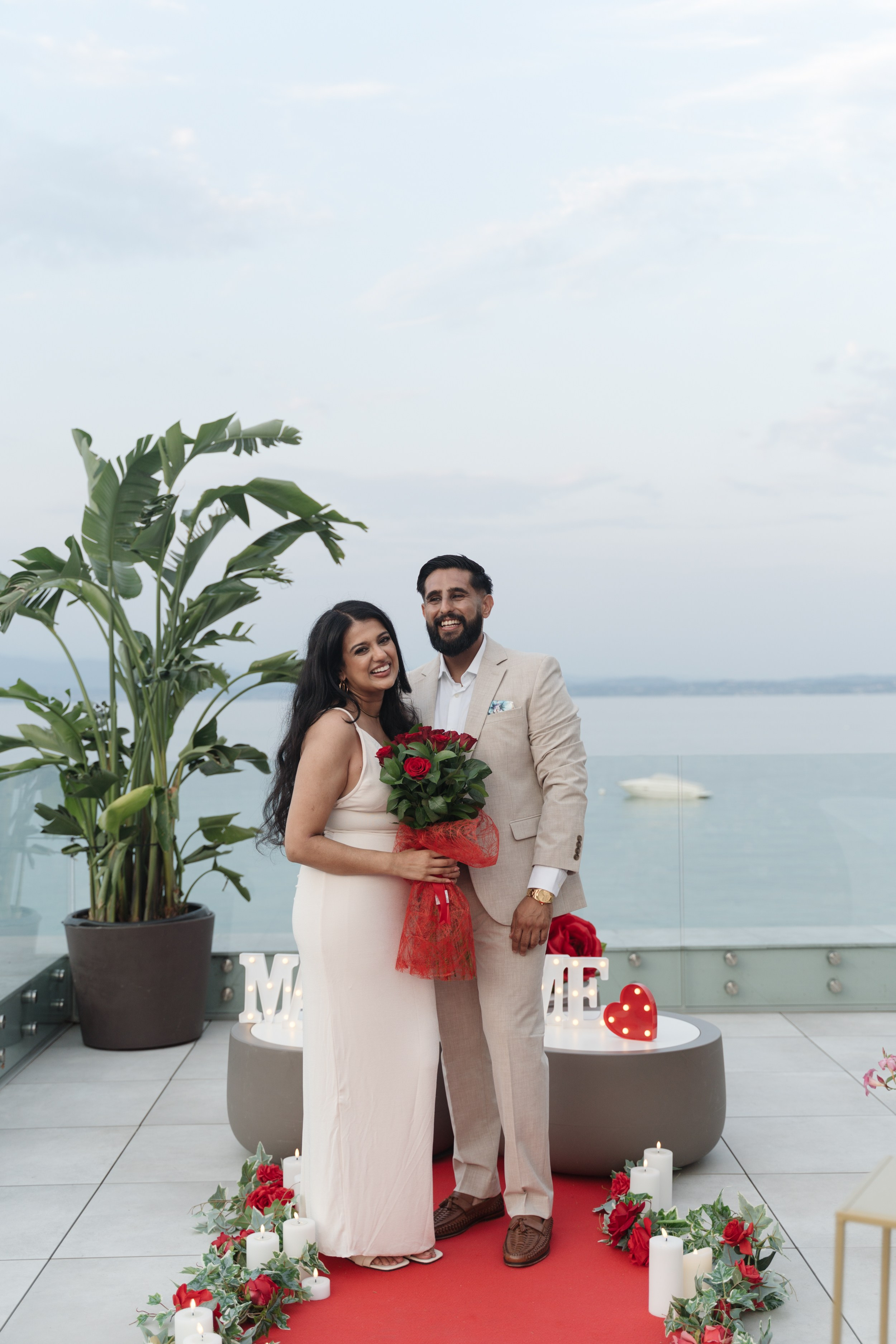Lake Garda Rooftop Proposal. Lake Como Proposal Photographer | Surprise Proposals & Engagements