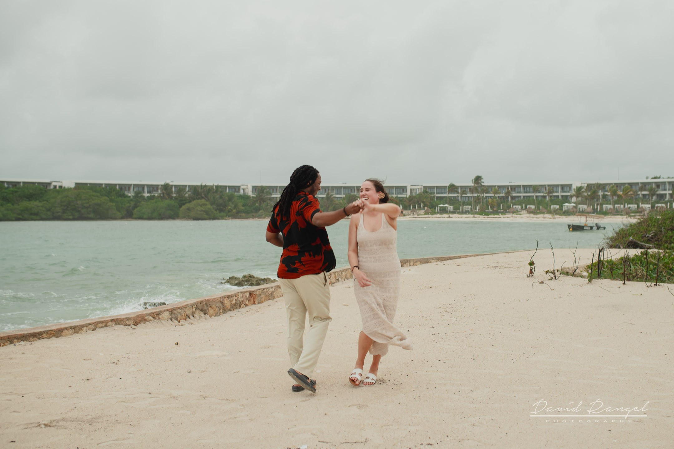 Eriah and Megan engagement session at the Hotel Conrad Tulum. Destination wedding photographer based in Cancun and Riviera Maya with service worldwide