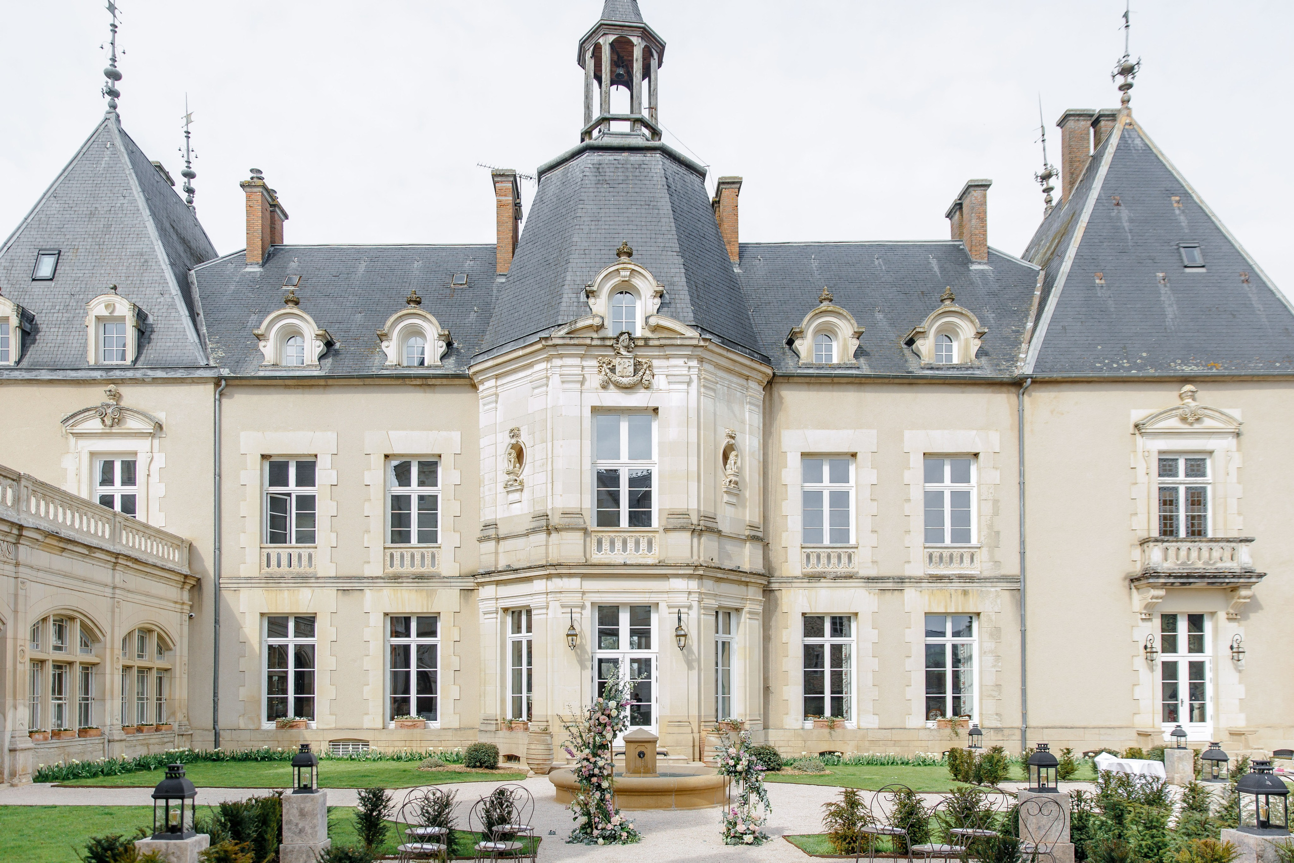 Stunning wedding chateau in France with lush greenery and a breathtaking view, perfect for ceremonies