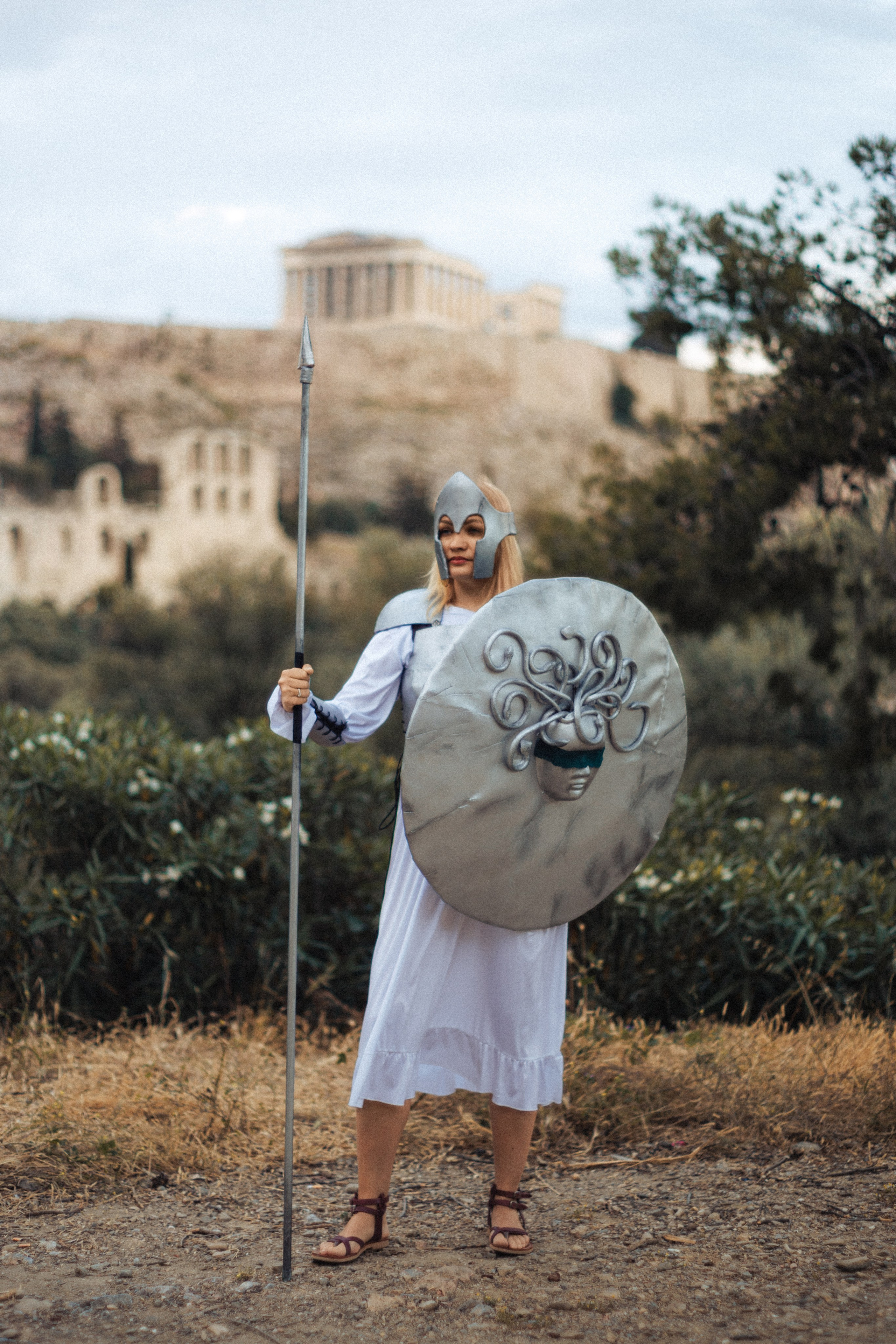 Ilona as Athena. Photographer in Greece Kristina