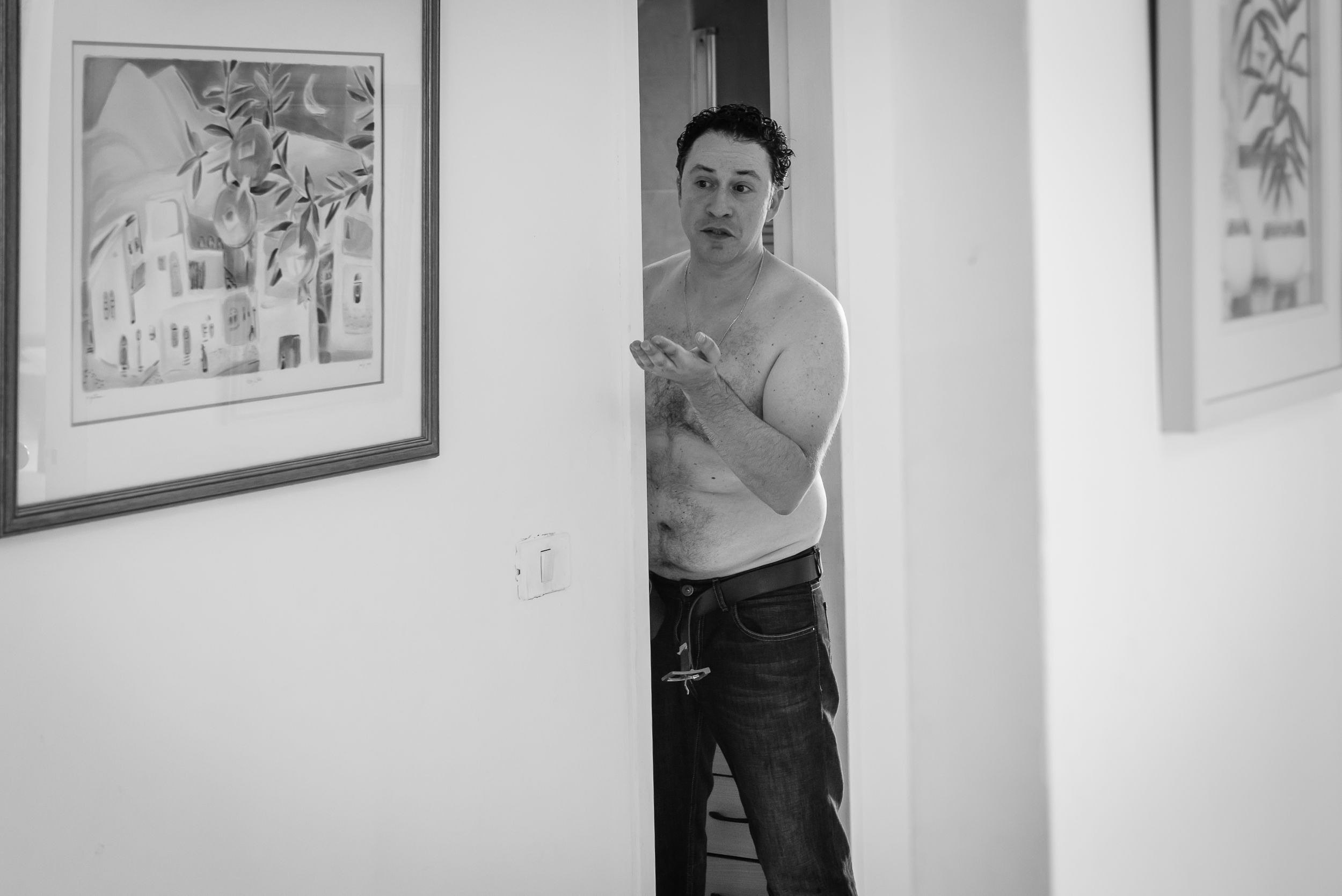 Groom Michael getting ready before his wedding ceremony at the Leonardo Hotel in Haifa, Israel