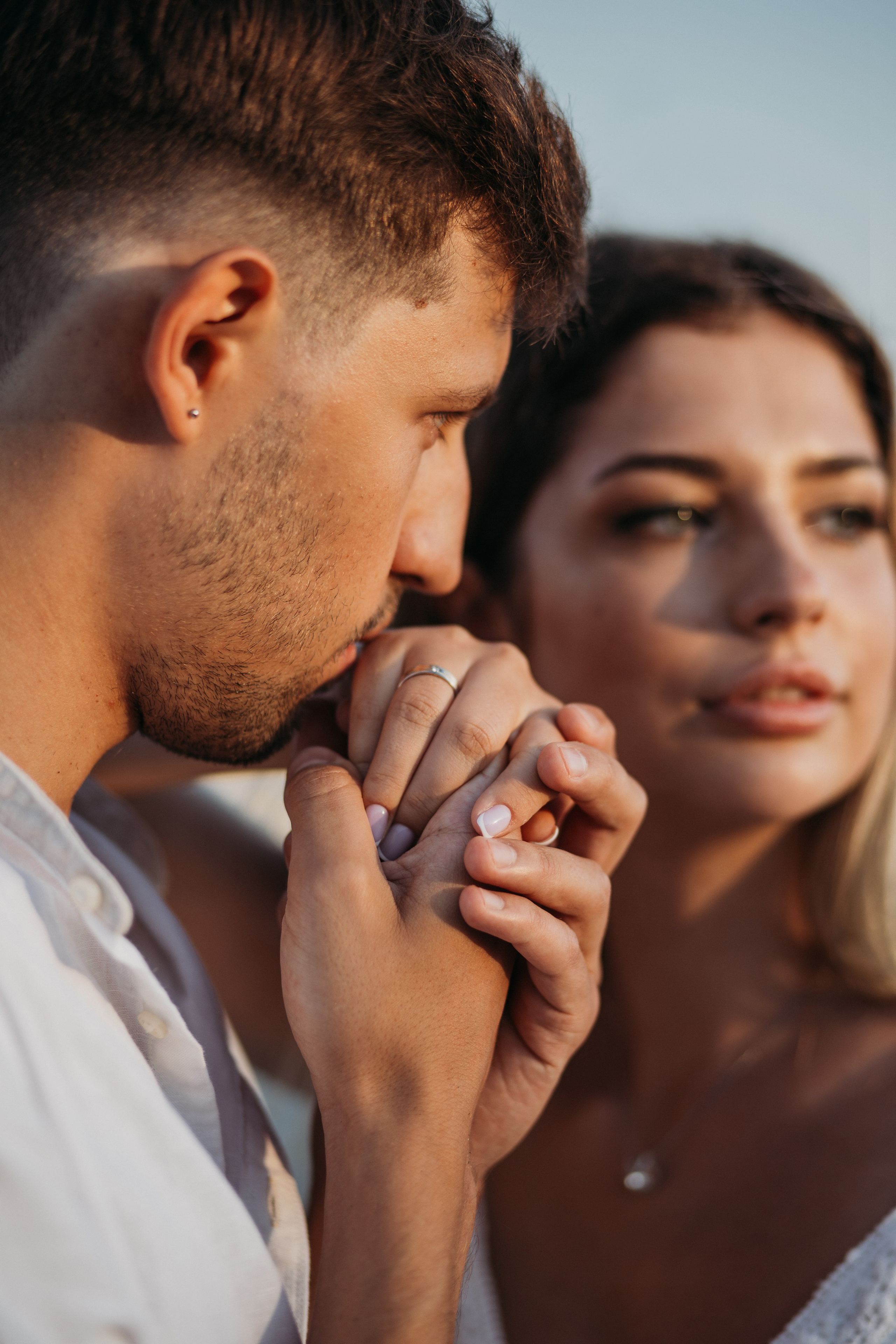 Lovely Young Couple Captured on a Beach Walk Near Limassol | Katya Chu Photography. Photographer in Barcelona capturing unique stories | Kate Chumak