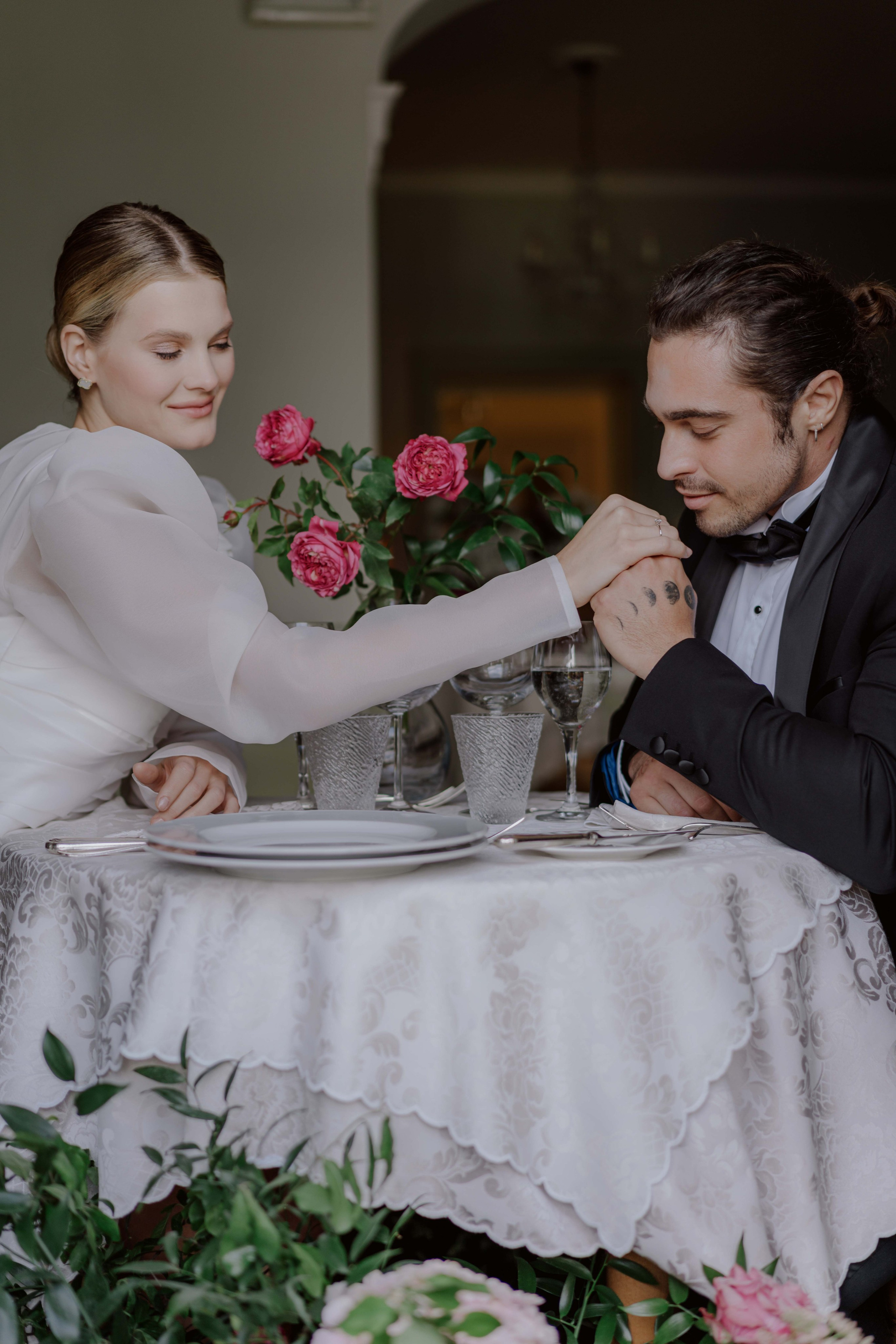     intimate breakfast moment Lake Como elopement couple
