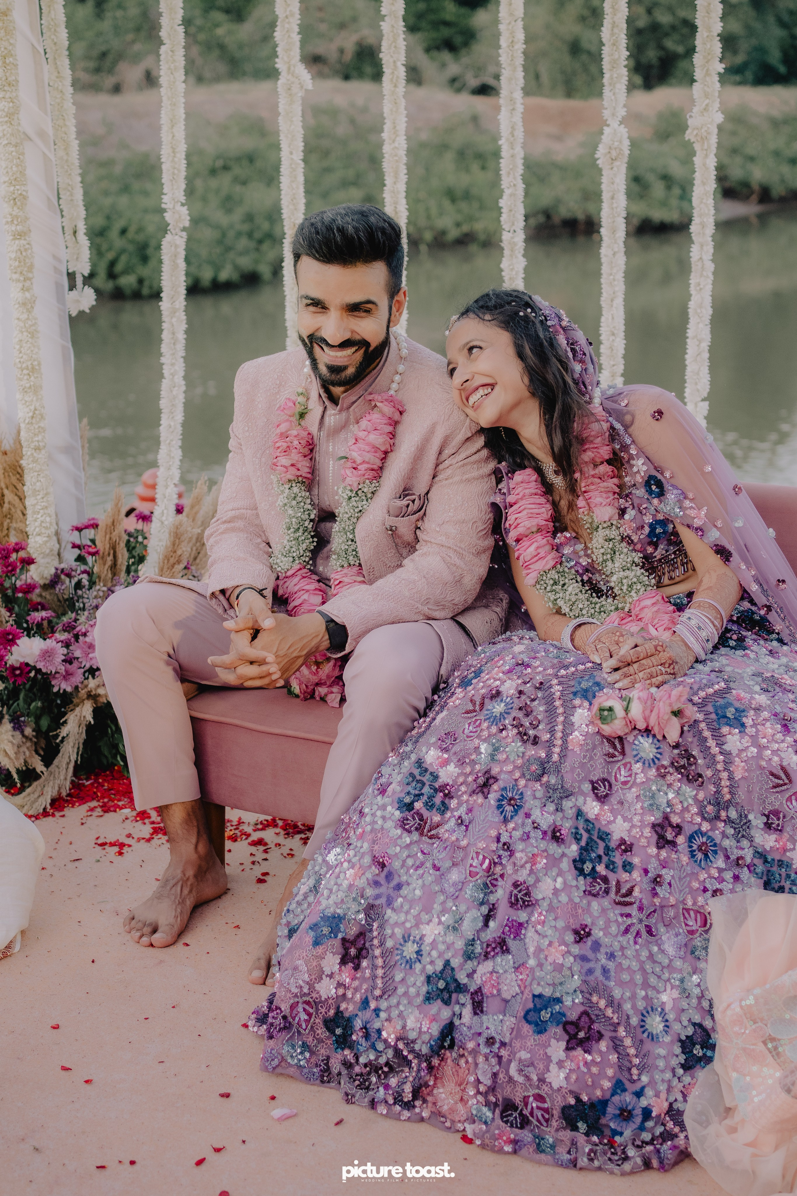 Varamala Ft. Barbie & Aneesh. Fine art Wedding Photographers in India & Canada