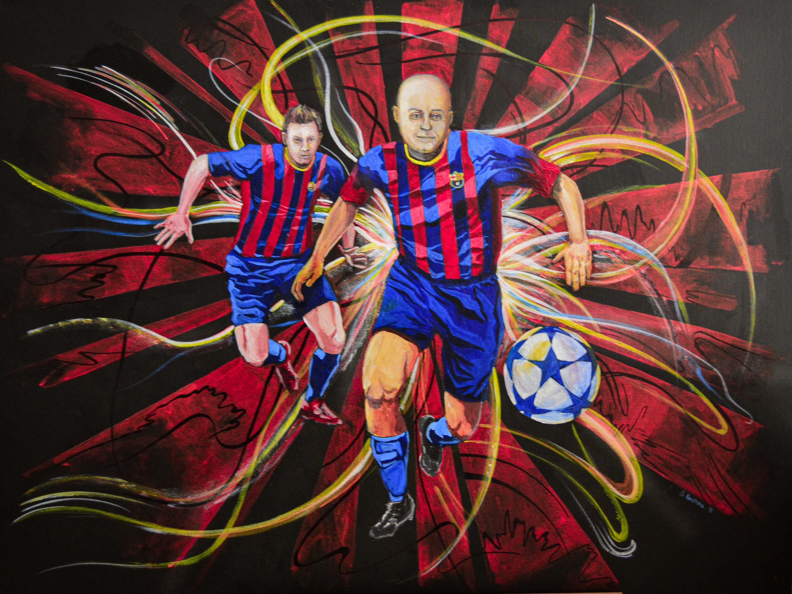 "Football play with Messi" 2015 Acrylic Kathrin Kovshova artbykovshova