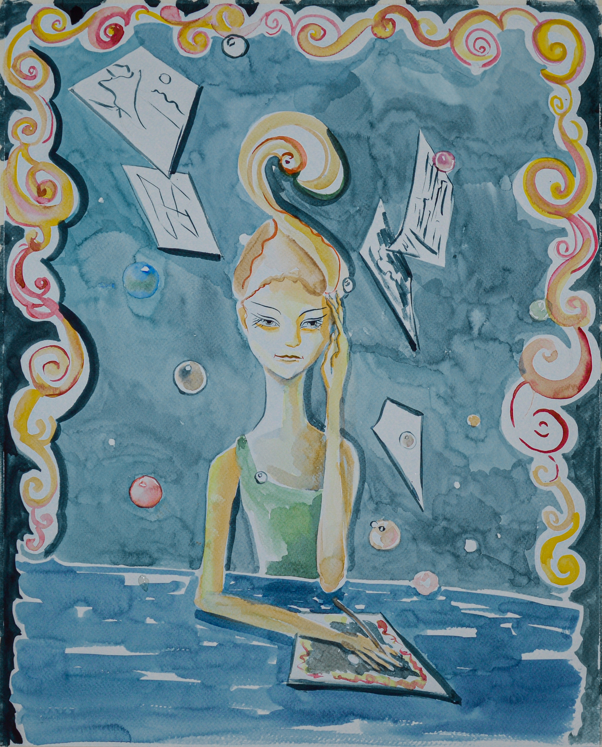 Search for an idea 2016 Watercolor Kathrin Kovshova artbykovshova Dubai